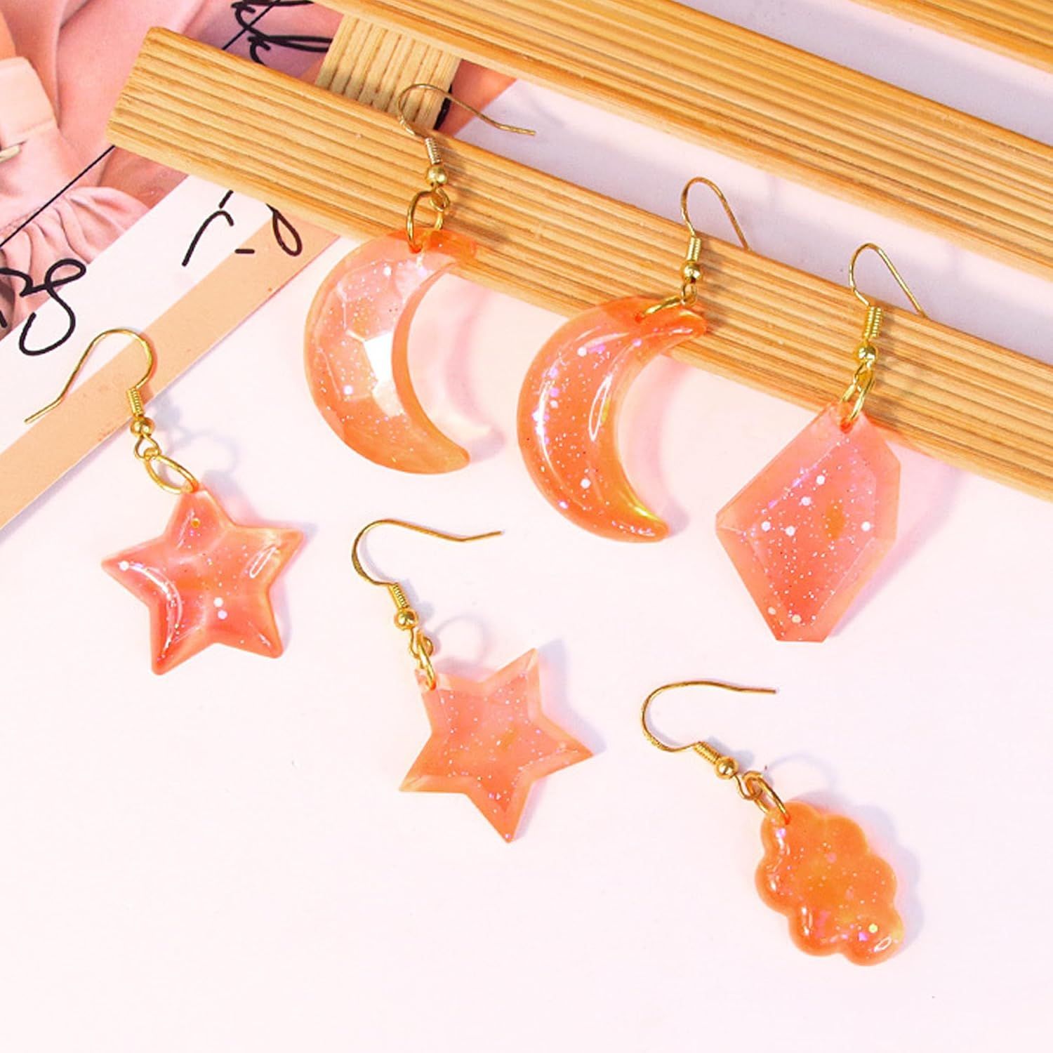 3Pcs Resin Jewelry Molds, Jewelry Molds for Epoxy Resin, Star Silicone Molds with 40Pcs Jump Rings, Jewelry Making Kit with Hole for DIY Crafts Pendant Earring Necklace Star