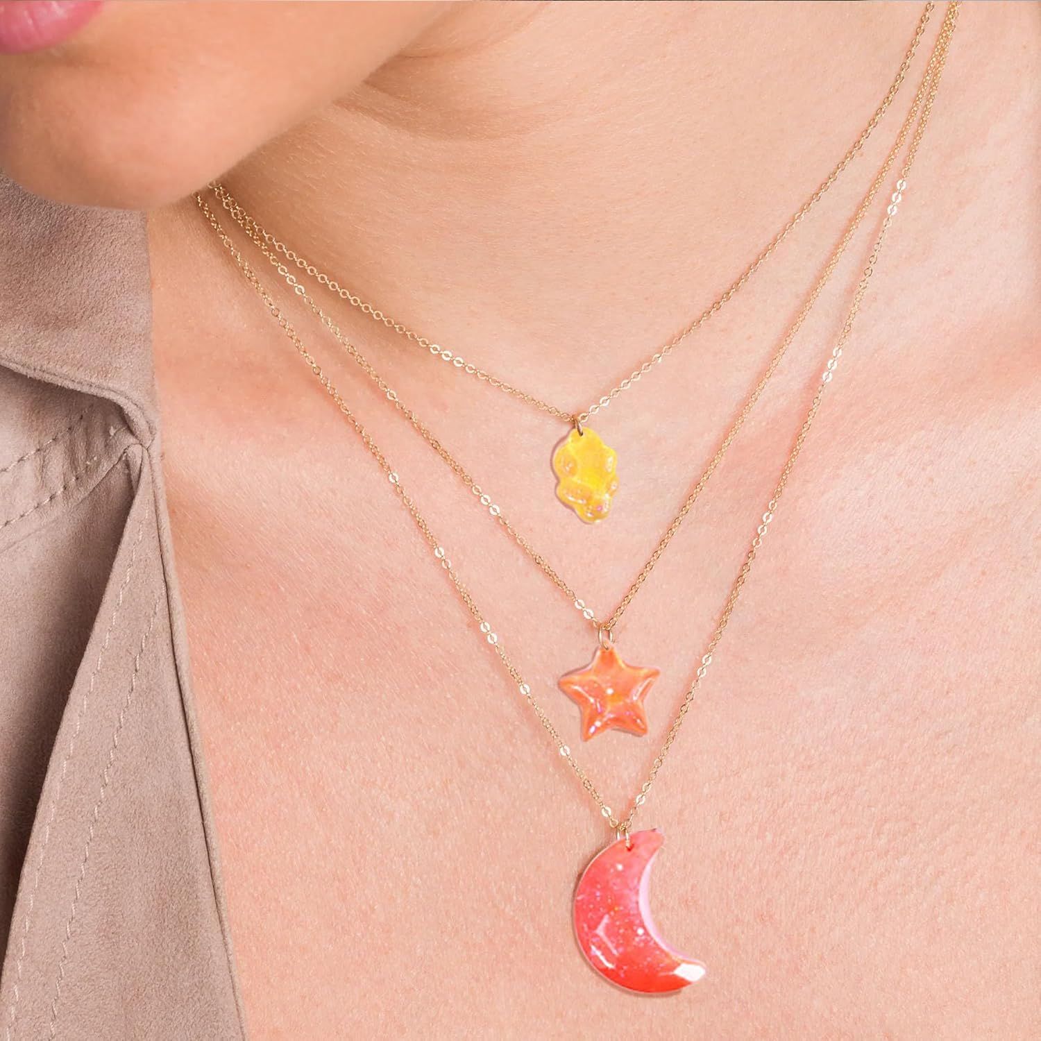 3Pcs Resin Jewelry Molds, Jewelry Molds for Epoxy Resin, Star Silicone Molds with 40Pcs Jump Rings, Jewelry Making Kit with Hole for DIY Crafts Pendant Earring Necklace Star