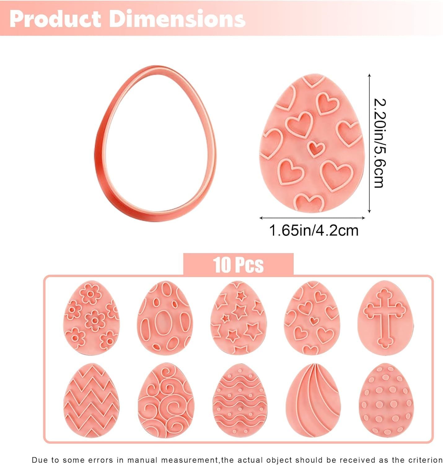 10 Pieces Easter Egg Cookie Cutters Easter Cookie Stamps 3D Plastic Embossing Mold Press Cookie Mould Set Baking Kitchen Tools for Holiday Birthday Party Biscuit Fondant Snacks Making