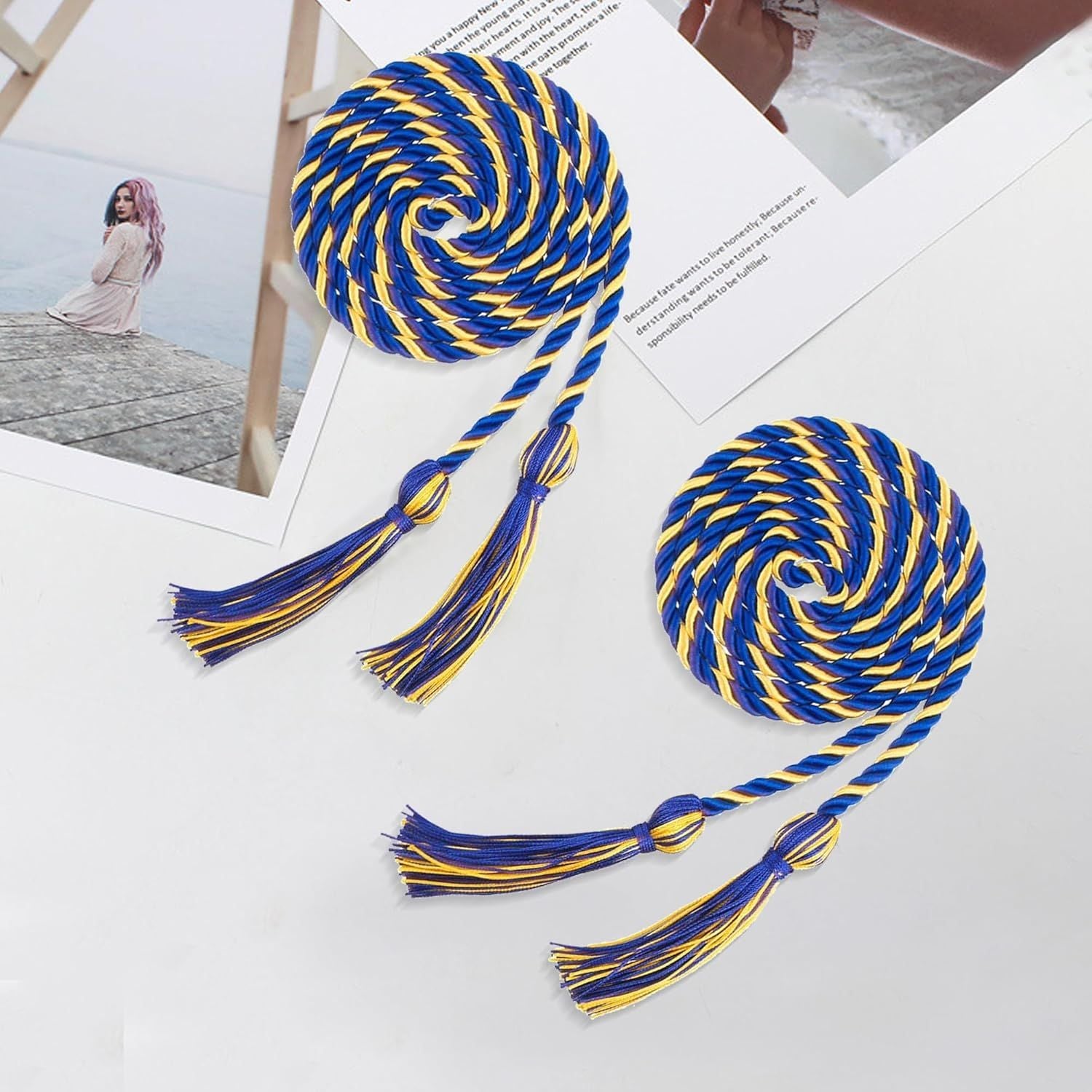 2Pcs Graduation Cords, Graduation Honor Cords, Graduation Cord 2026, 67" Long Braided Tassels Cords Graduation Ropes Cords Honor Cord for Bachelor Gown for Student Master Doctoral Blue