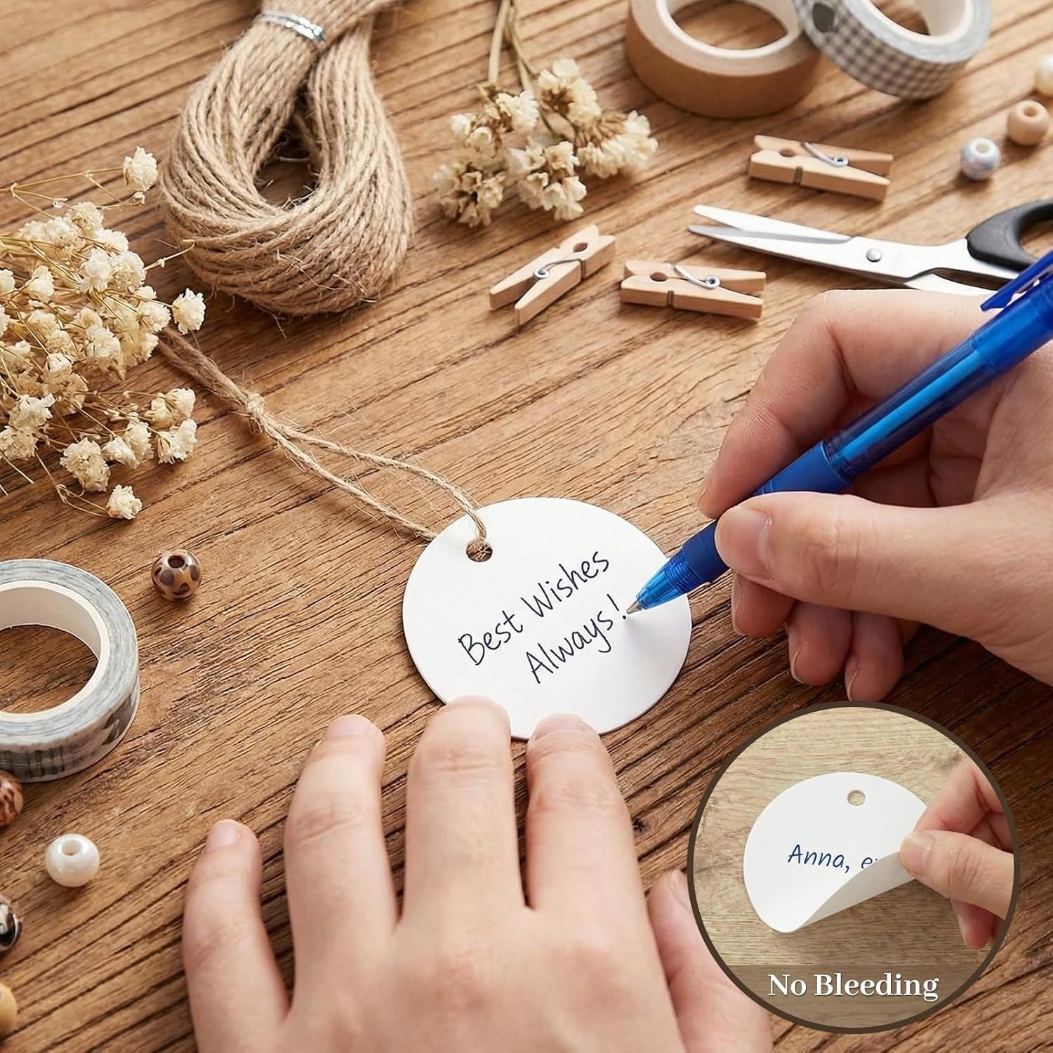120PCS White Round Gift Tags, 2 inch Kraft Paper Gift Tags with String for Gifts Wrapping Craft Project Wedding Favors