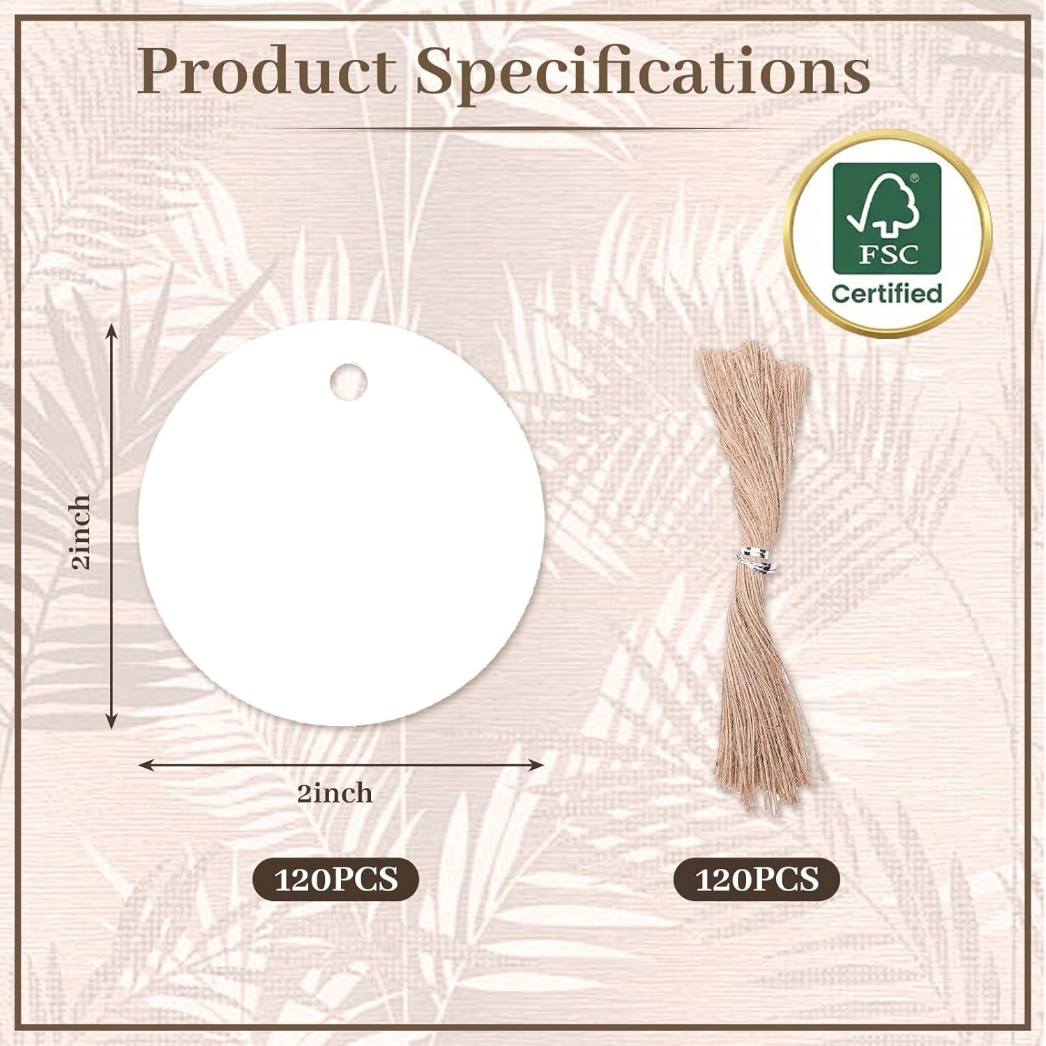 120PCS White Round Gift Tags, 2 inch Kraft Paper Gift Tags with String for Gifts Wrapping Craft Project Wedding Favors