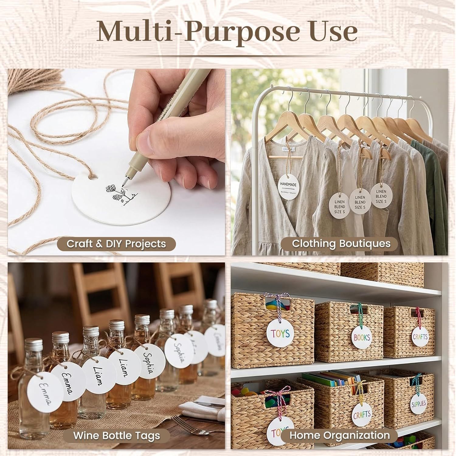 120PCS White Round Gift Tags, 2 inch Kraft Paper Gift Tags with String for Gifts Wrapping Craft Project Wedding Favors