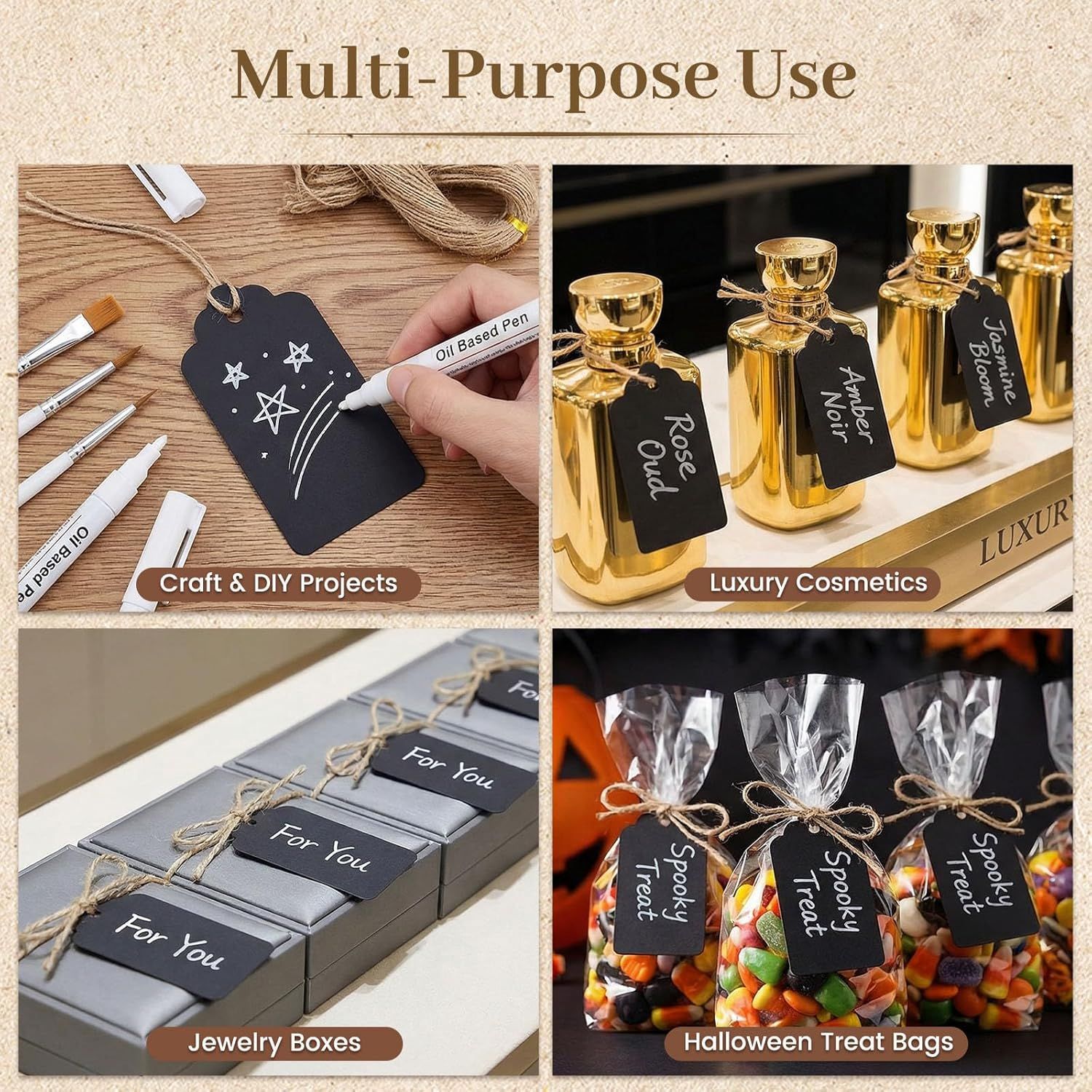 125pcs Gift Tags with String Attached, 1.5 x 2.8 inch Black Gift Tags Paper Black Labels for Clothes DIY Crafts Wedding Holiday