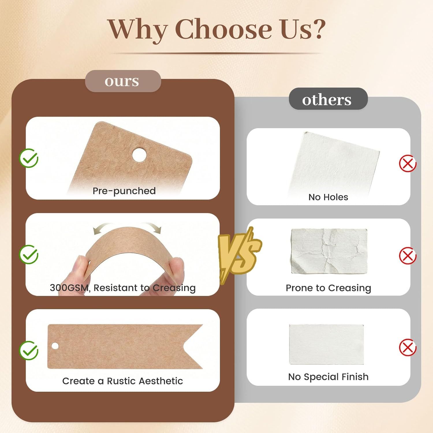 100PCS Kraft Paper Gift Tags, Mini with String for Wedding, DIY Crafts - 2.8 x 0.8 Inch