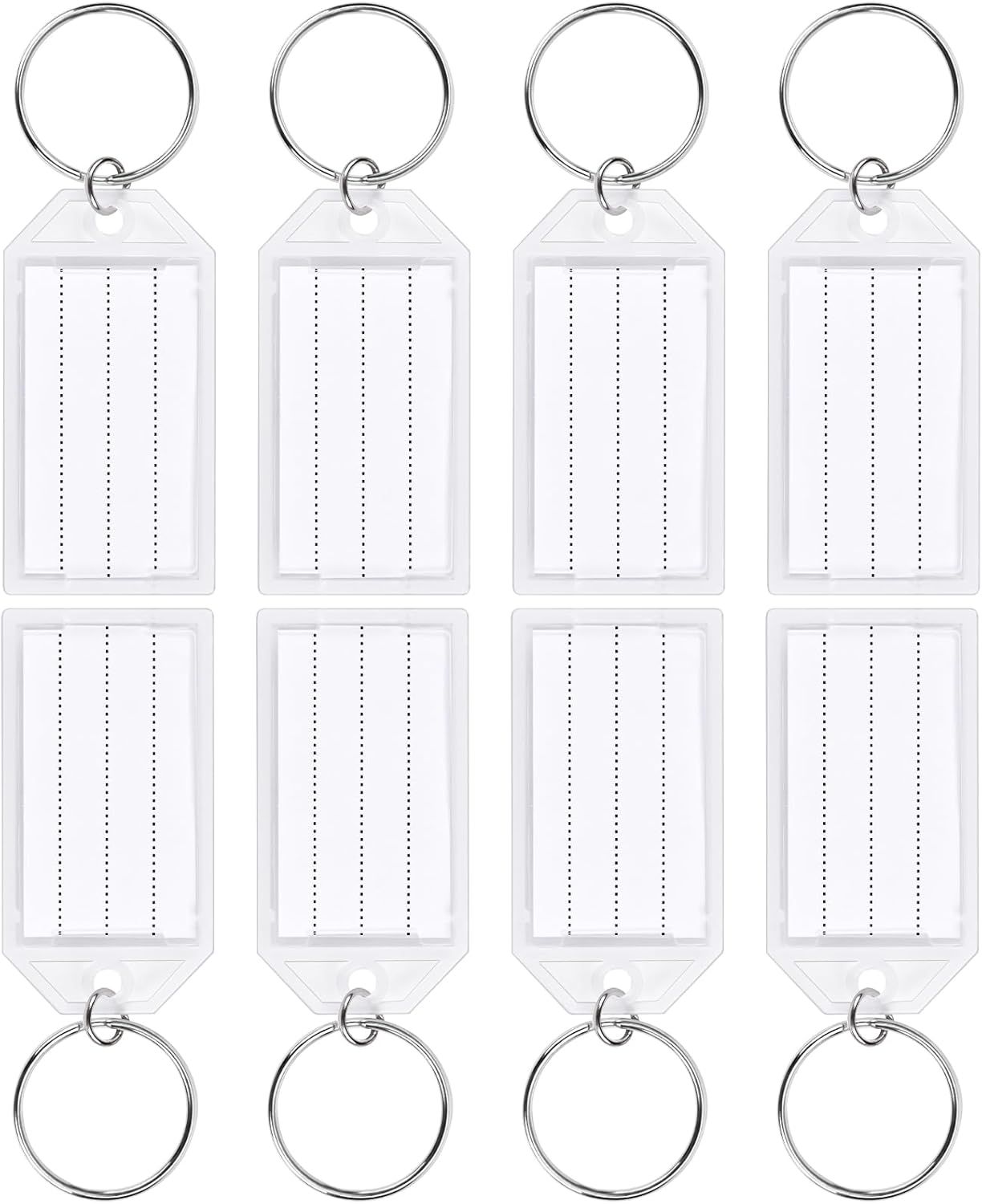 24 PCS Tough Key Tags with Labels, Key Chain Tags with Transparent Covers & Split Rings for Luggage, Office, Travel, Gifts, Item Identification, Organization, DIY, Personalization