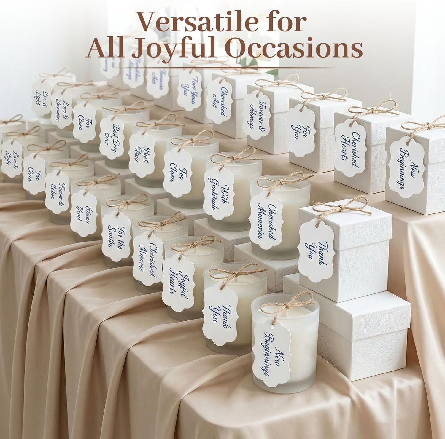 100pcs Gift Tags with String Attached, 2x2.8 inch Kraft Paper Hang Tags for Clothes DIY Crafts Wedding Holiday White