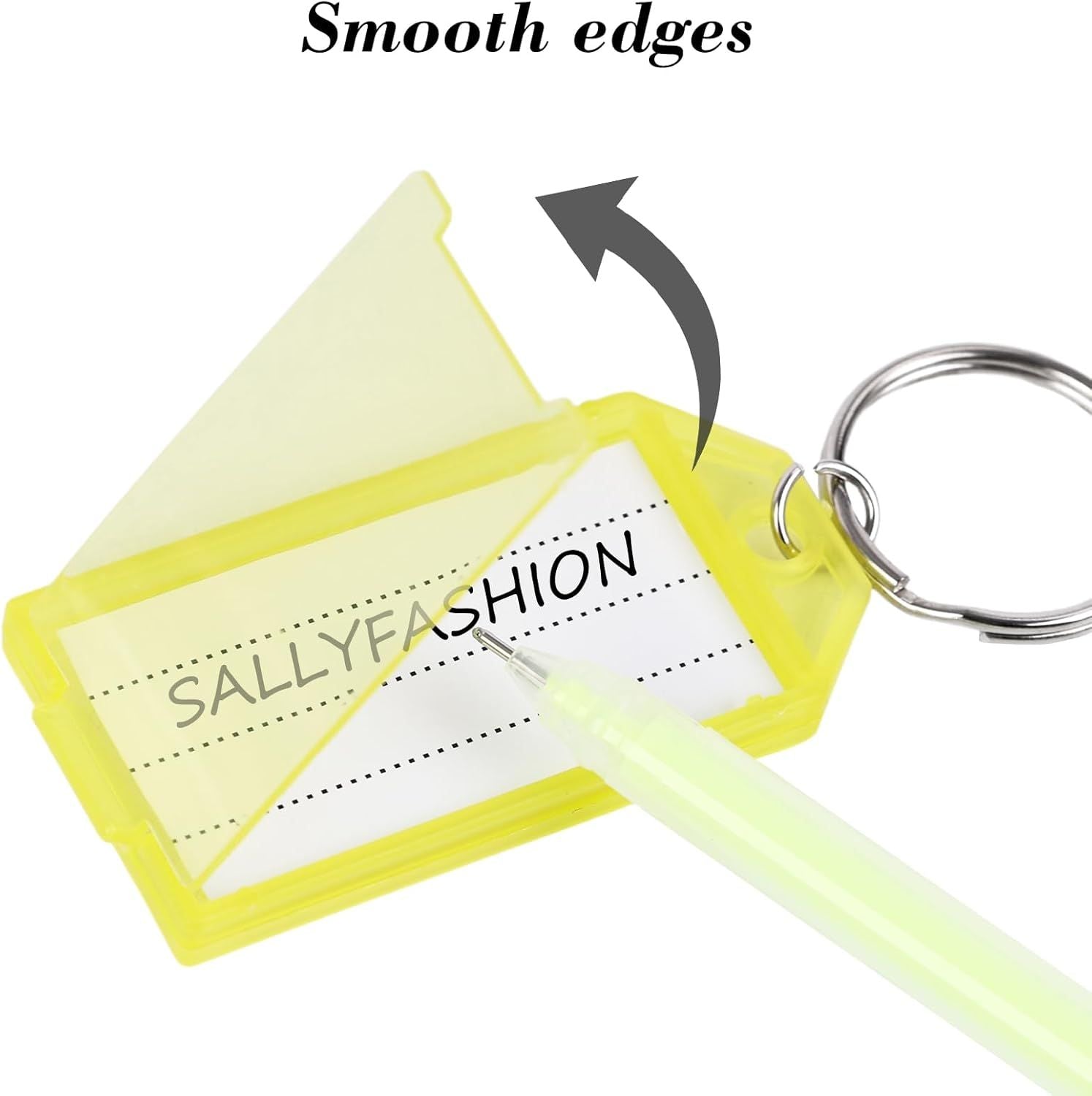 24 PCS Key Tags with Labels, Plastic Key Chain Tags with Transparent Covers and Split Rings for Luggage, Backpacks, Travel, Office, Item Identification, Personalization, 8 Colors