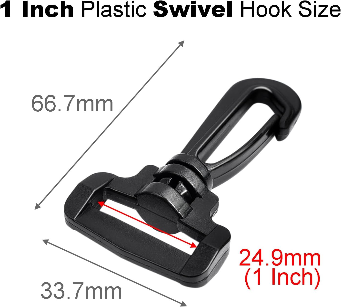 CooBigo 12PCS Plastic Swivel Snap Hook Clips for Purse,1 Inch Rotary Clasp Purse Strap Hardware for Bag Making Nylon Webbing Hook Backpack Strap Clip Lanyard Clasp Keychains Replacement