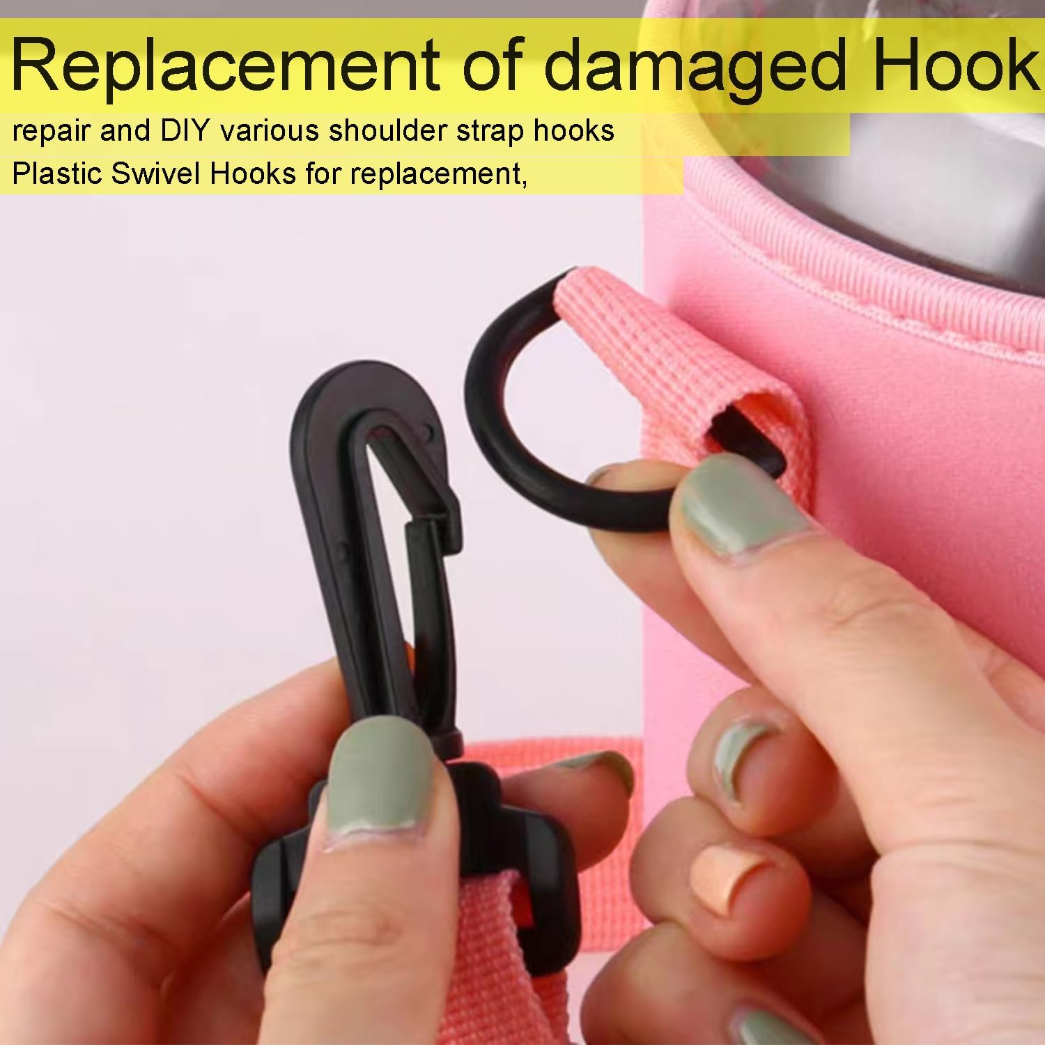 CooBigo 12PCS Plastic Swivel Snap Hook Clips for Purse,1 Inch Rotary Clasp Purse Strap Hardware for Bag Making Nylon Webbing Hook Backpack Strap Clip Lanyard Clasp Keychains Replacement
