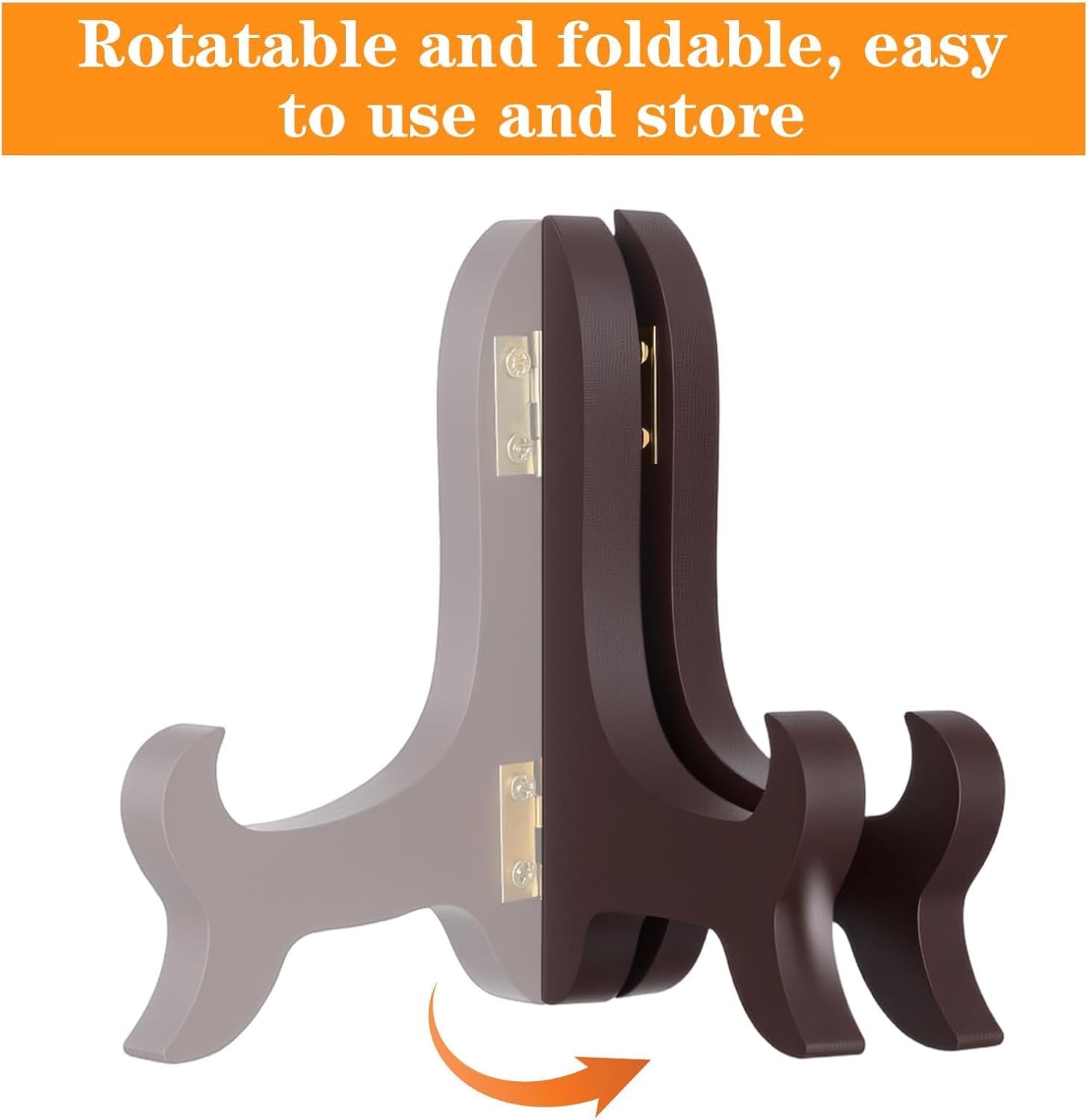 2 Pcs 3.94in Wooden Easel Plate Holder, Decorative Wooden Display Stand, Folding Small Easels for Display, Brown Small Picture Stands for Display Picture Frame Book Dish Artwork Easels