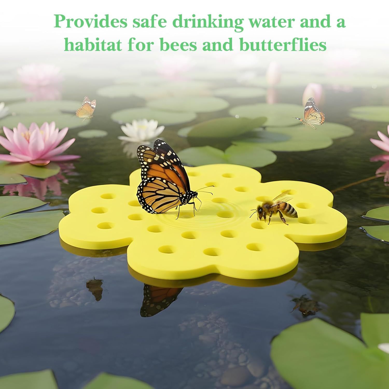 4 Pack Floating Bee Watering Station for Garden, 5.51 Inch Eva Foam Floating Bee Island, Butterfly and Bee Baths, Outdoor Honeybee Feeder for Feeding Thirsty Pollinators