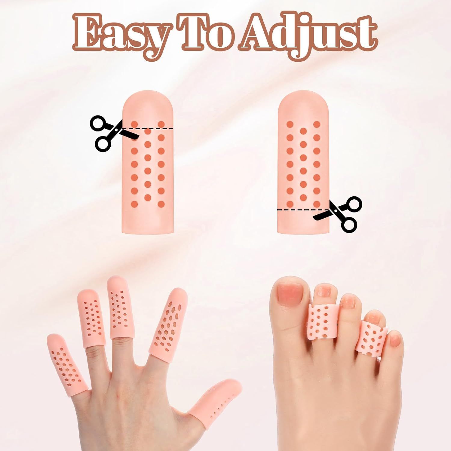20PCS Gel Finger Cots with Air Holes, Silicone Finger Protectors Fingers Covers for Wounds Breathable Thumb Protector Gloves for Fingers Cracking Trigger Arthritis Pain Relief
