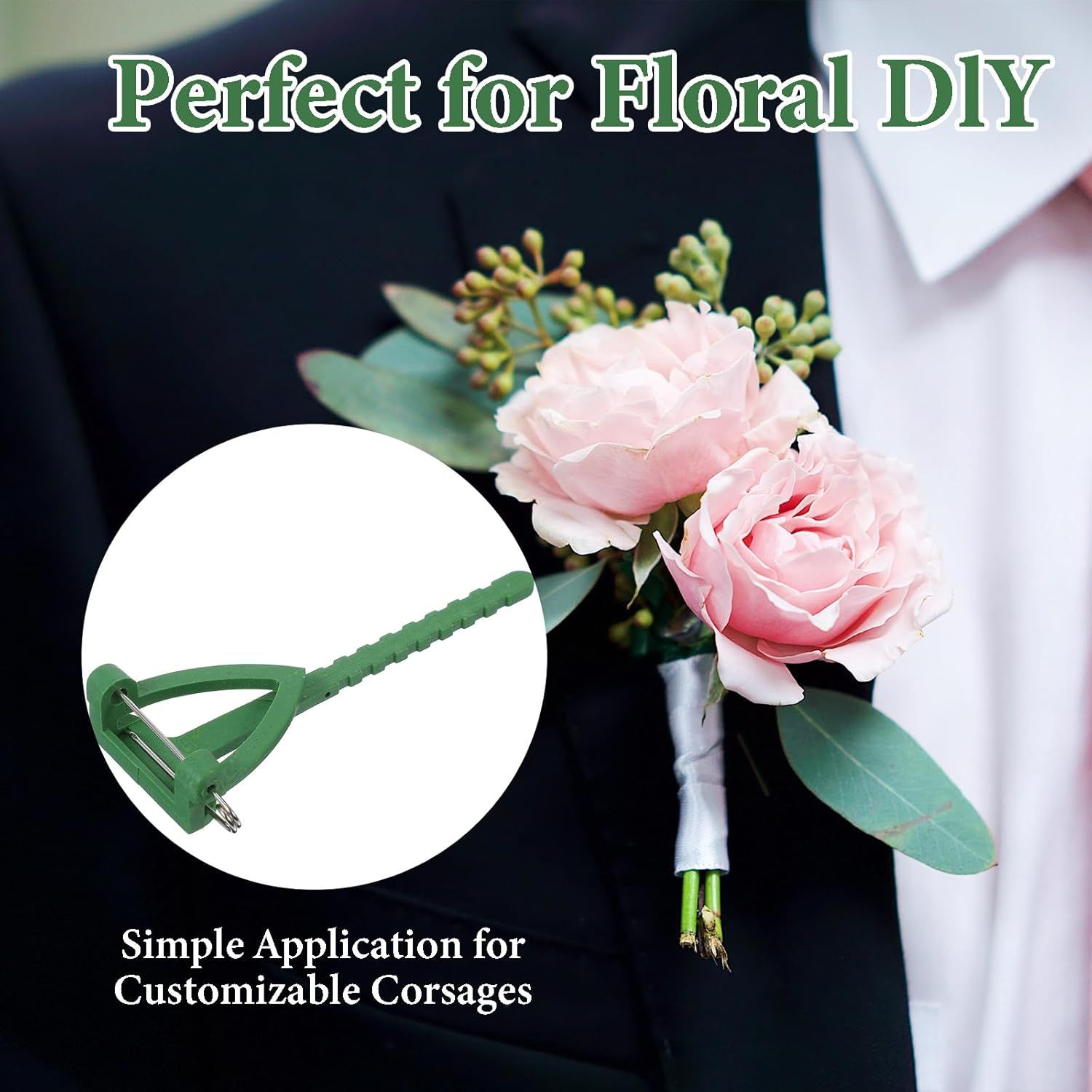 20 Pcs Boutonniere Pins, Plastic Boutonniere Supplies, Triangle Safety Corsage Pins for DIY Wedding Accessories Bride Groom Decoration