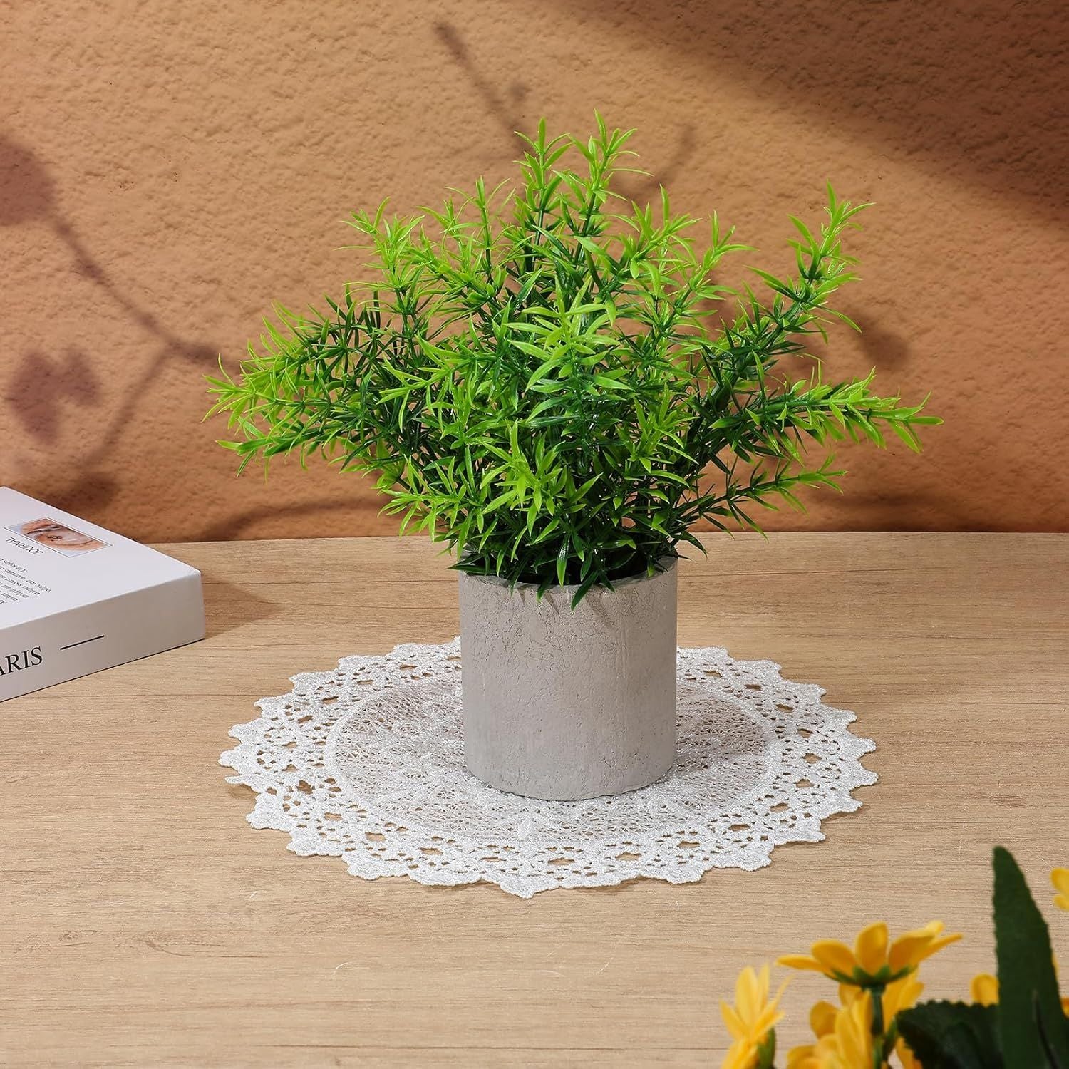 2PCS Vintage Crochet Doilies, 10 Inch Lace Doilies for Tables, Round Lace Coasters, Handmade Placemats Knitted Tablecloth for Kitchen Dining Room Wedding Cup Vase Party Decoration White