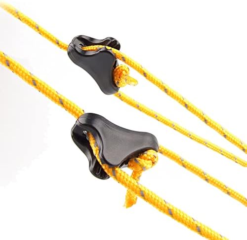 CooBigo 12Pack Ultralight Guyline Tensioners Tent Guyline Cord Rope Adjuster for Outdoor Camping Hiking Tent Tarp Canopy Shelter Black , FLC554-B