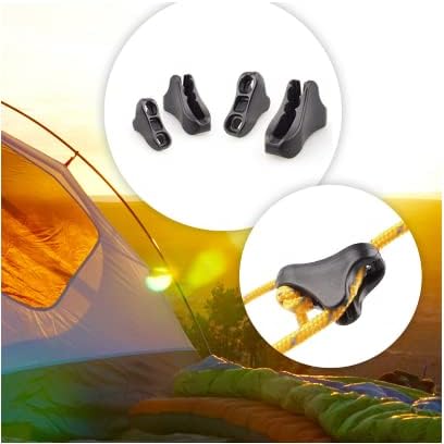 CooBigo 12Pack Ultralight Guyline Tensioners Tent Guyline Cord Rope Adjuster for Outdoor Camping Hiking Tent Tarp Canopy Shelter Black , FLC554-B