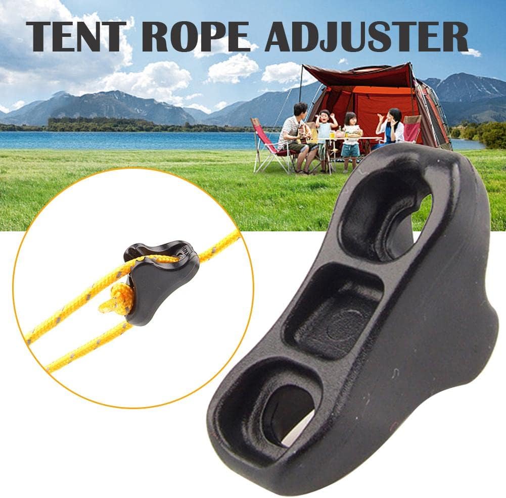 CooBigo 12Pack Ultralight Guyline Tensioners Tent Guyline Cord Rope Adjuster for Outdoor Camping Hiking Tent Tarp Canopy Shelter Black , FLC554-B