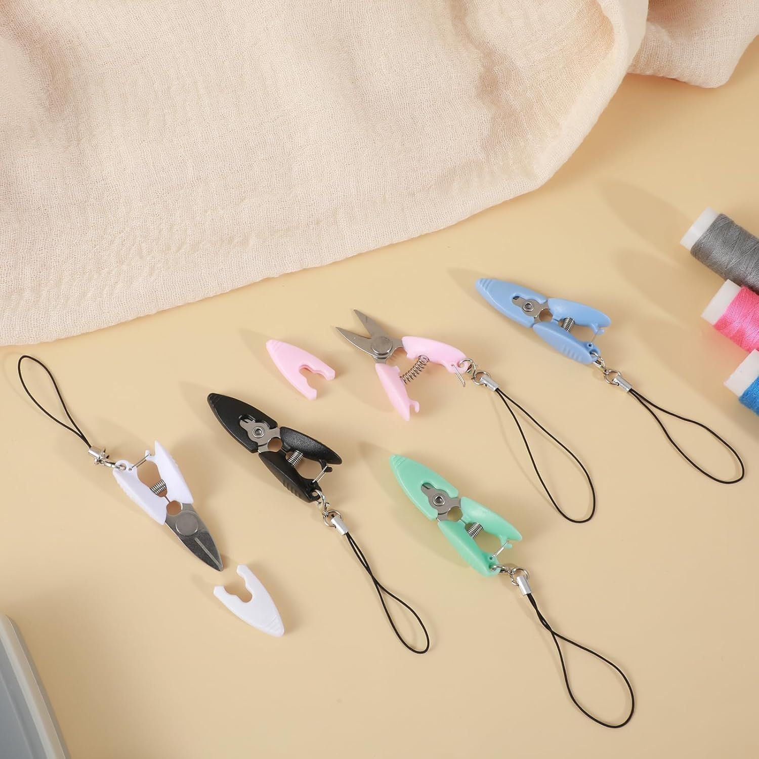 5 Pcs Mini Scissors with Cover, Portable Travel Scissors, Tiny Sewing Scissor, Multifunctional Micro Snips for Sewing, Crafts, and Yarn