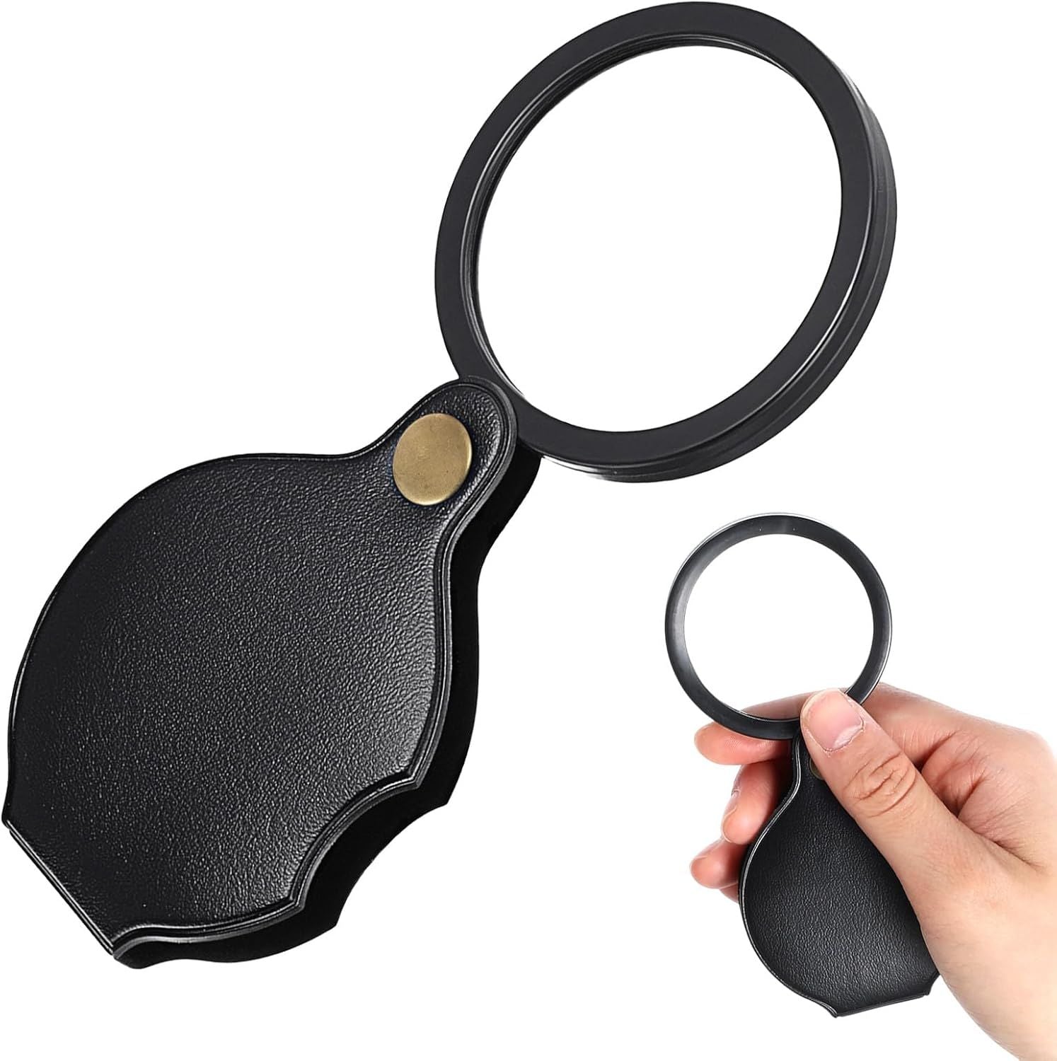 20X Pocket Magnifier, Pocket Jewelry Magnifying Glass, Rotating and Folding Small Magnifying Glass for Seniors Student Reading, Inspection, Coin, Jewelry or Exploring Black, Boxed