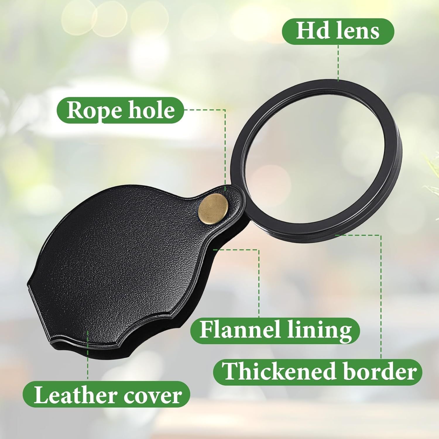 20X Pocket Magnifier, Pocket Jewelry Magnifying Glass, Rotating and Folding Small Magnifying Glass for Seniors Student Reading, Inspection, Coin, Jewelry or Exploring Black, Boxed