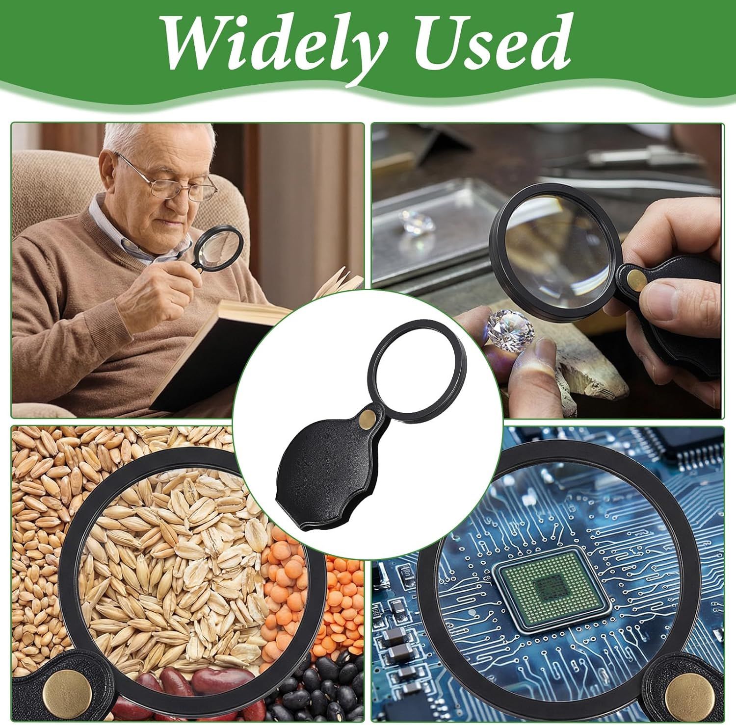20X Pocket Magnifier, Pocket Jewelry Magnifying Glass, Rotating and Folding Small Magnifying Glass for Seniors Student Reading, Inspection, Coin, Jewelry or Exploring Black, Boxed