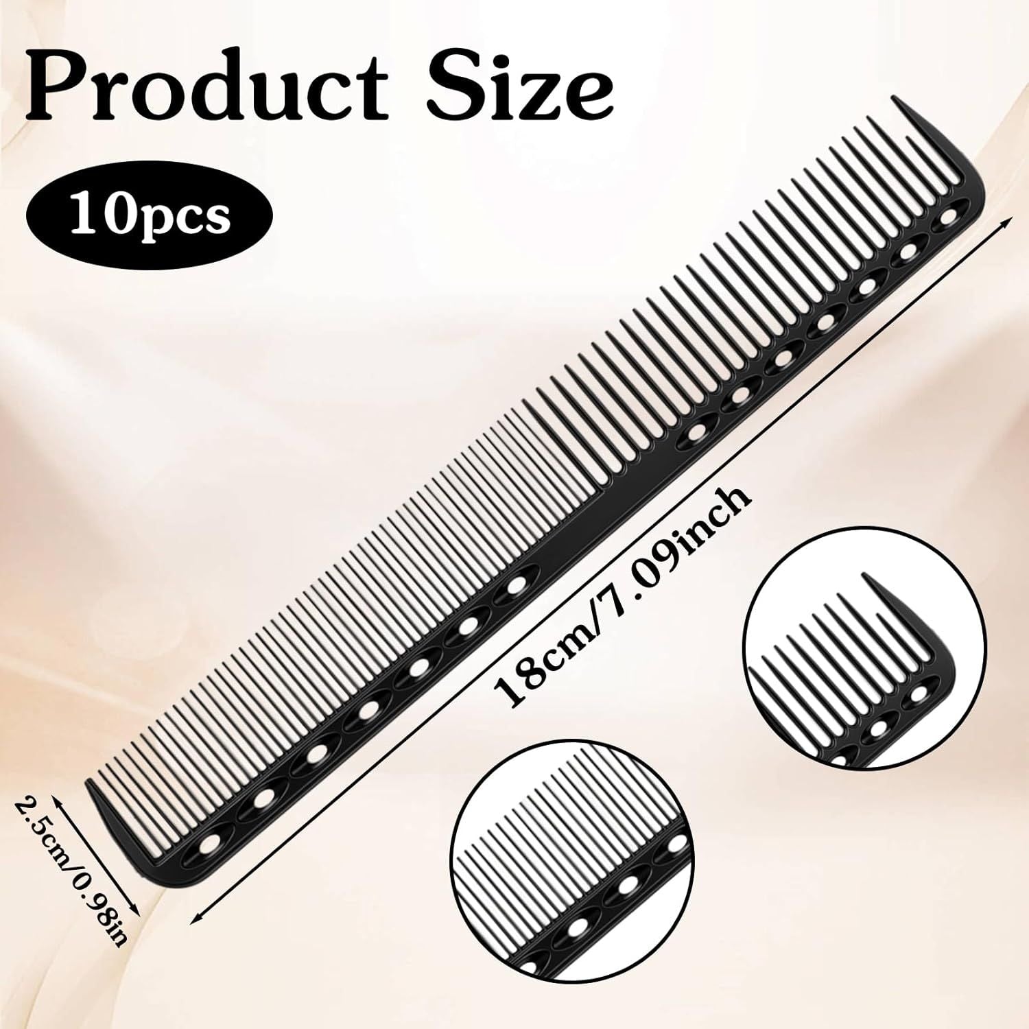 10PCS Cutting Combs for Hair Stylist, Carbon Fiber Hair Combs Fine Tooth Comb Barber Comb Heat Resistant Carbon Fiber Professional Salon Hairdressing for Salon Stylist Men and Women Black