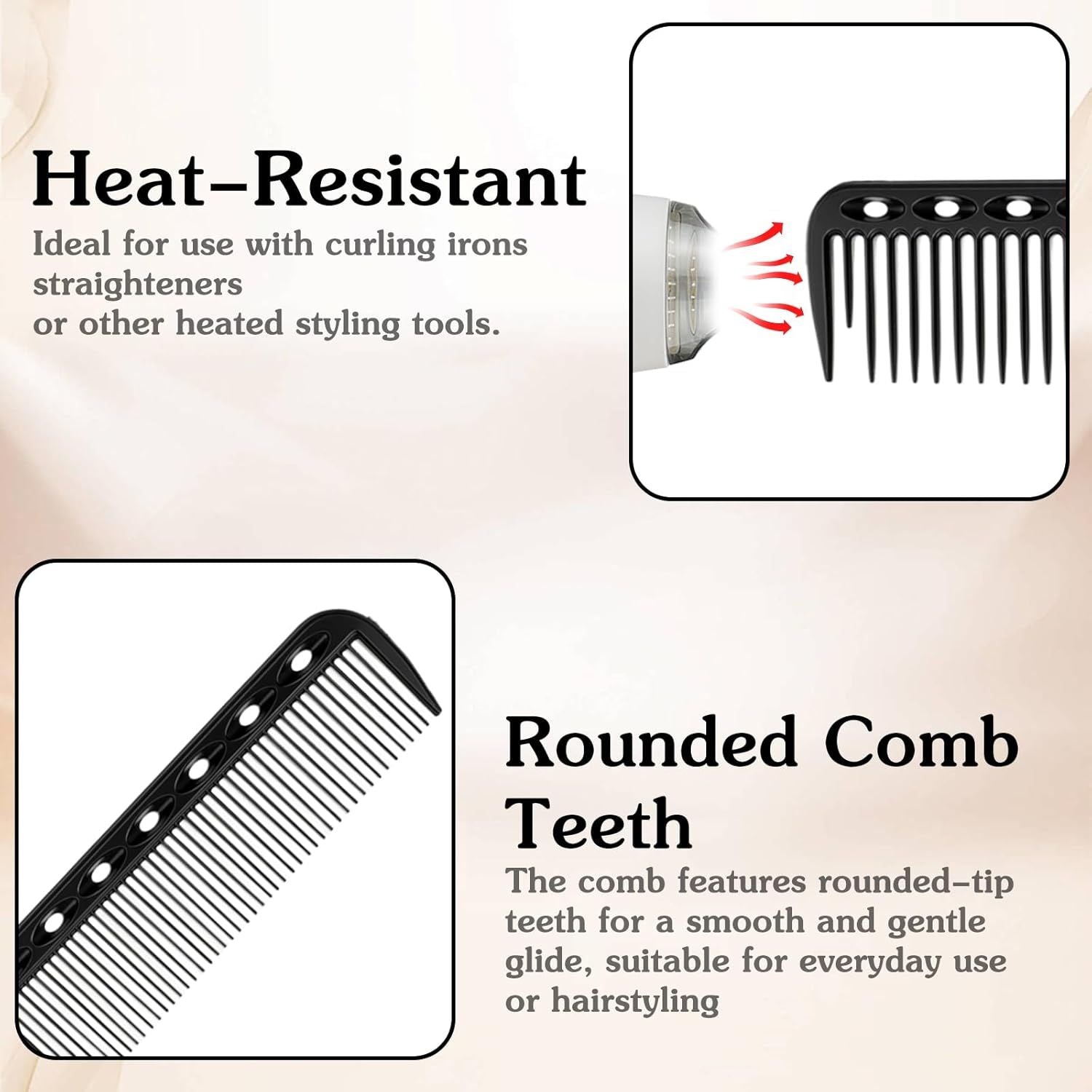 10PCS Cutting Combs for Hair Stylist, Carbon Fiber Hair Combs Fine Tooth Comb Barber Comb Heat Resistant Carbon Fiber Professional Salon Hairdressing for Salon Stylist Men and Women Black