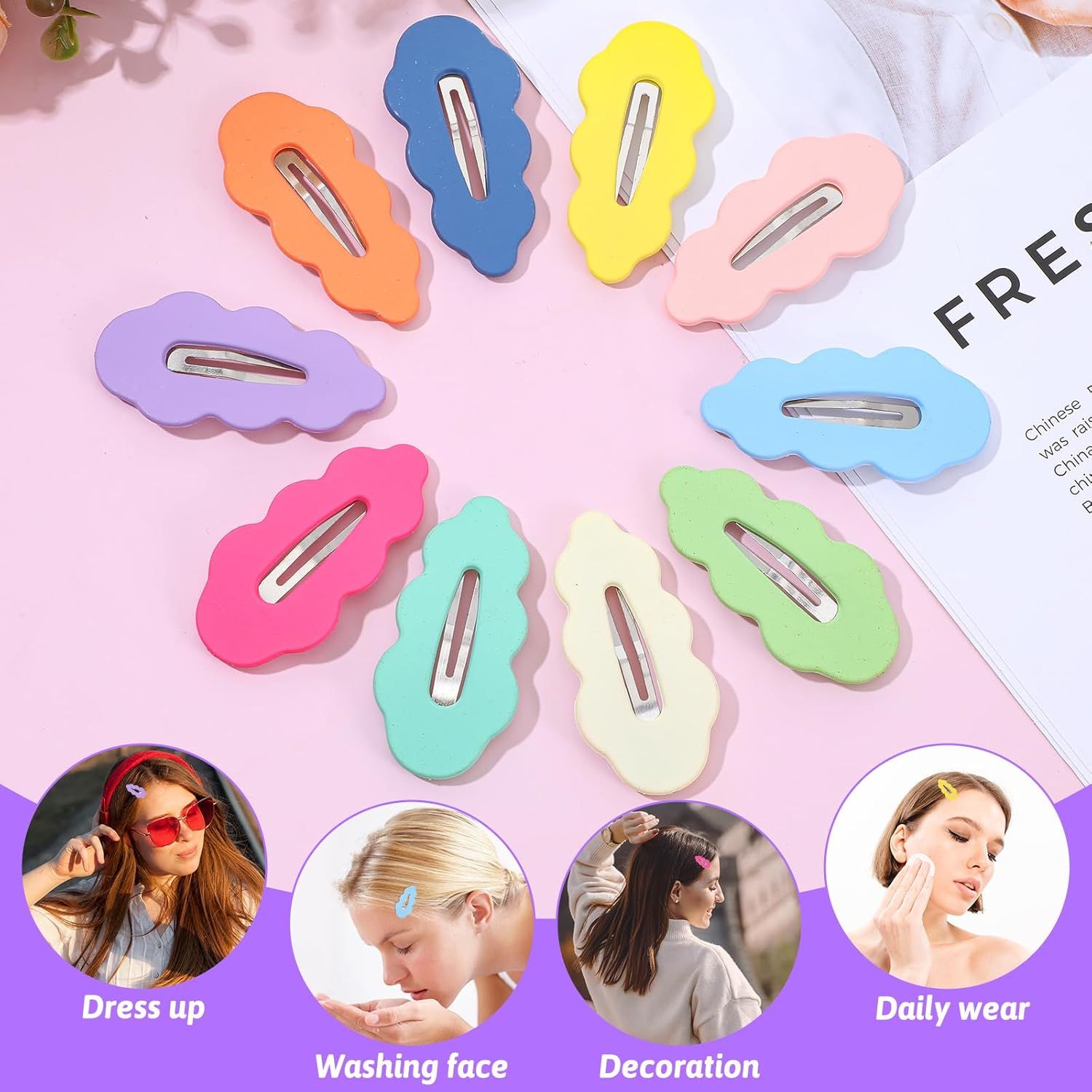 20Pcs Candy Colored Snap Hair Clips for Girl, Cute Hair Clips for Infant Fine Hairs 2 Inch, Non Slip Barrettes Hairpin Accessories for Baby Girl Teens Toddler Kids