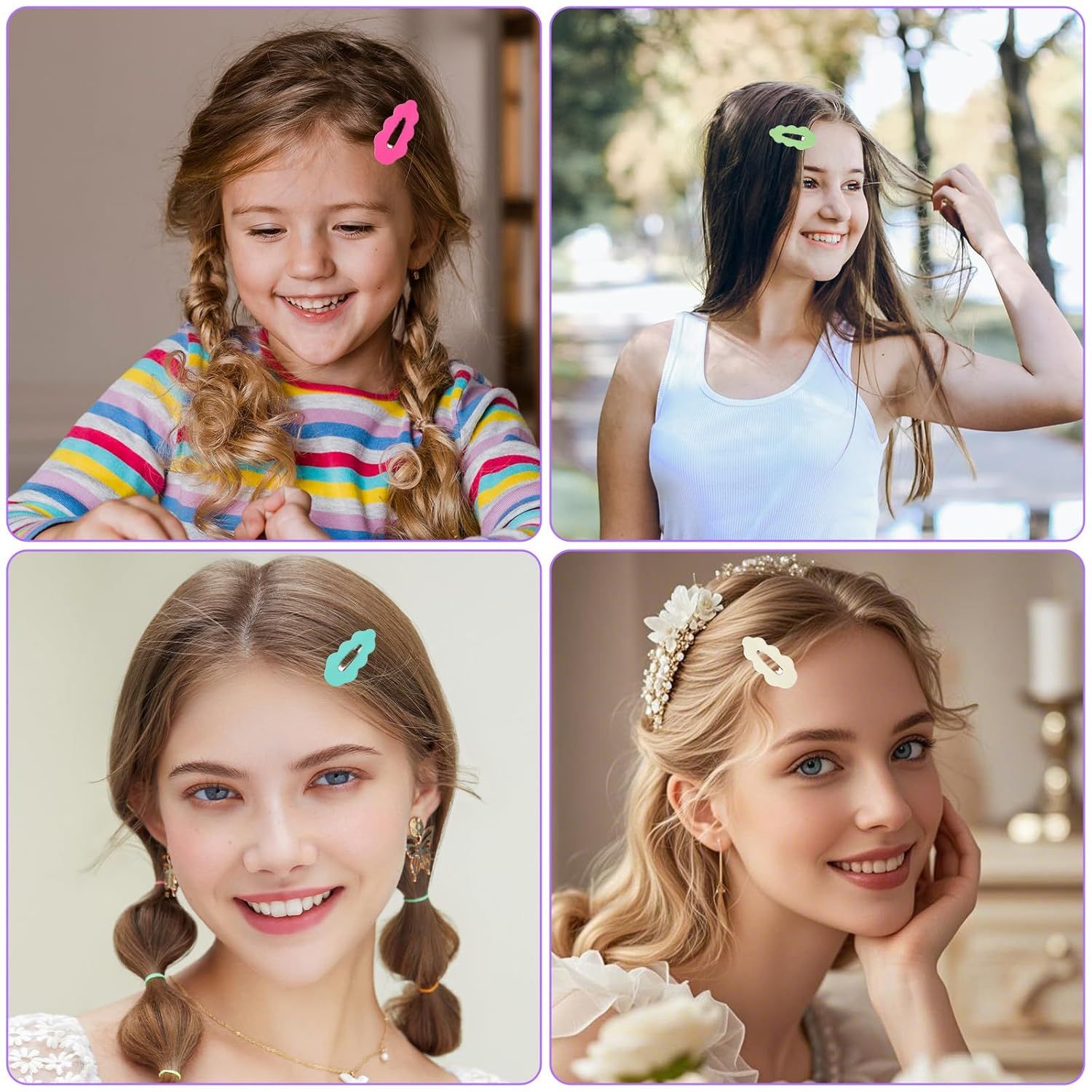 20Pcs Candy Colored Snap Hair Clips for Girl, Cute Hair Clips for Infant Fine Hairs 2 Inch, Non Slip Barrettes Hairpin Accessories for Baby Girl Teens Toddler Kids