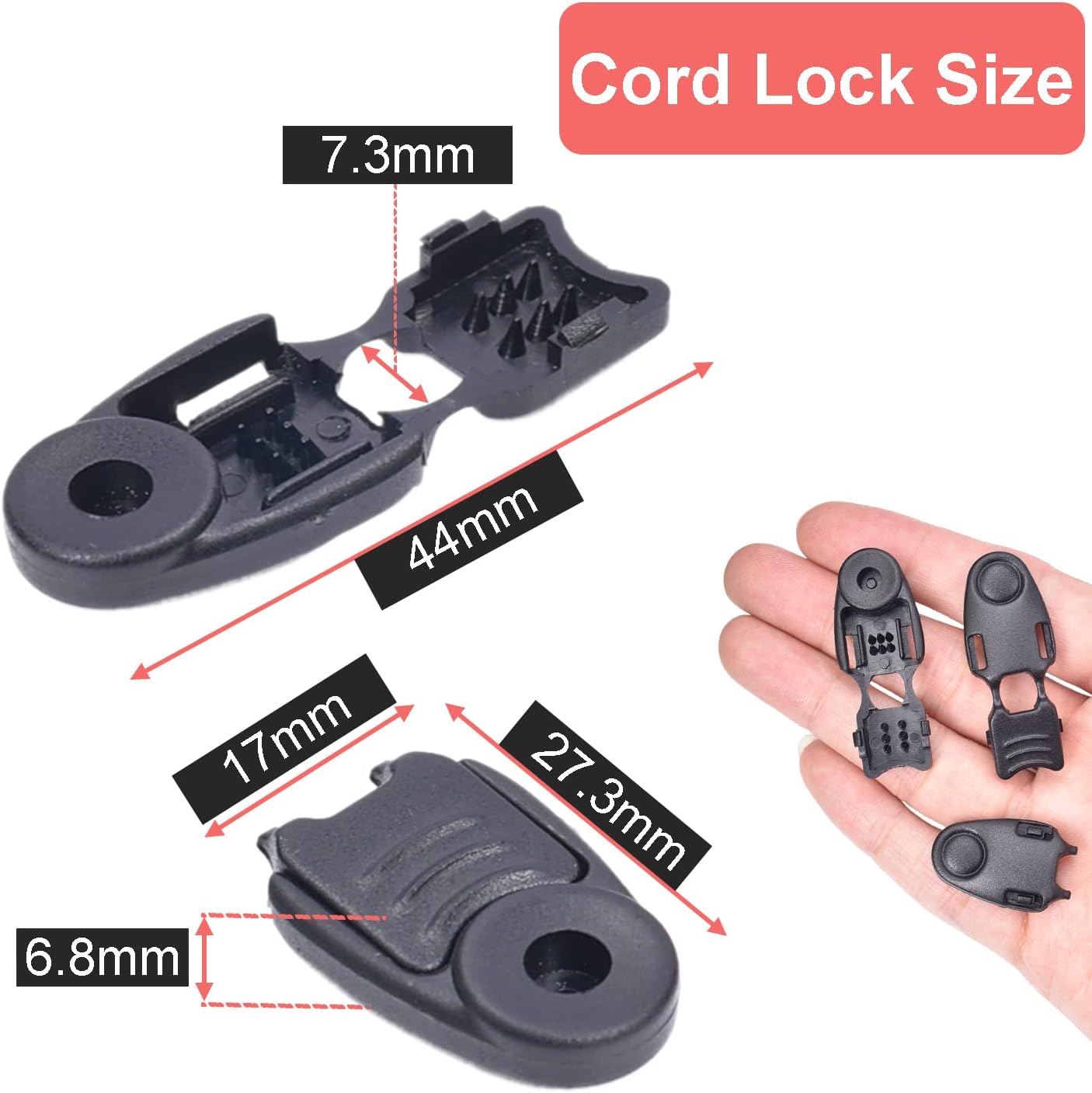 CooBigo 20 Pack Zipper Pull Cord Ends Zipcords Stopper Paracord Parachute Clips Running Shoe lace Elastic Shock Bungee Rope Drawstrings Ends Lock DIY Replacement Plastic Black