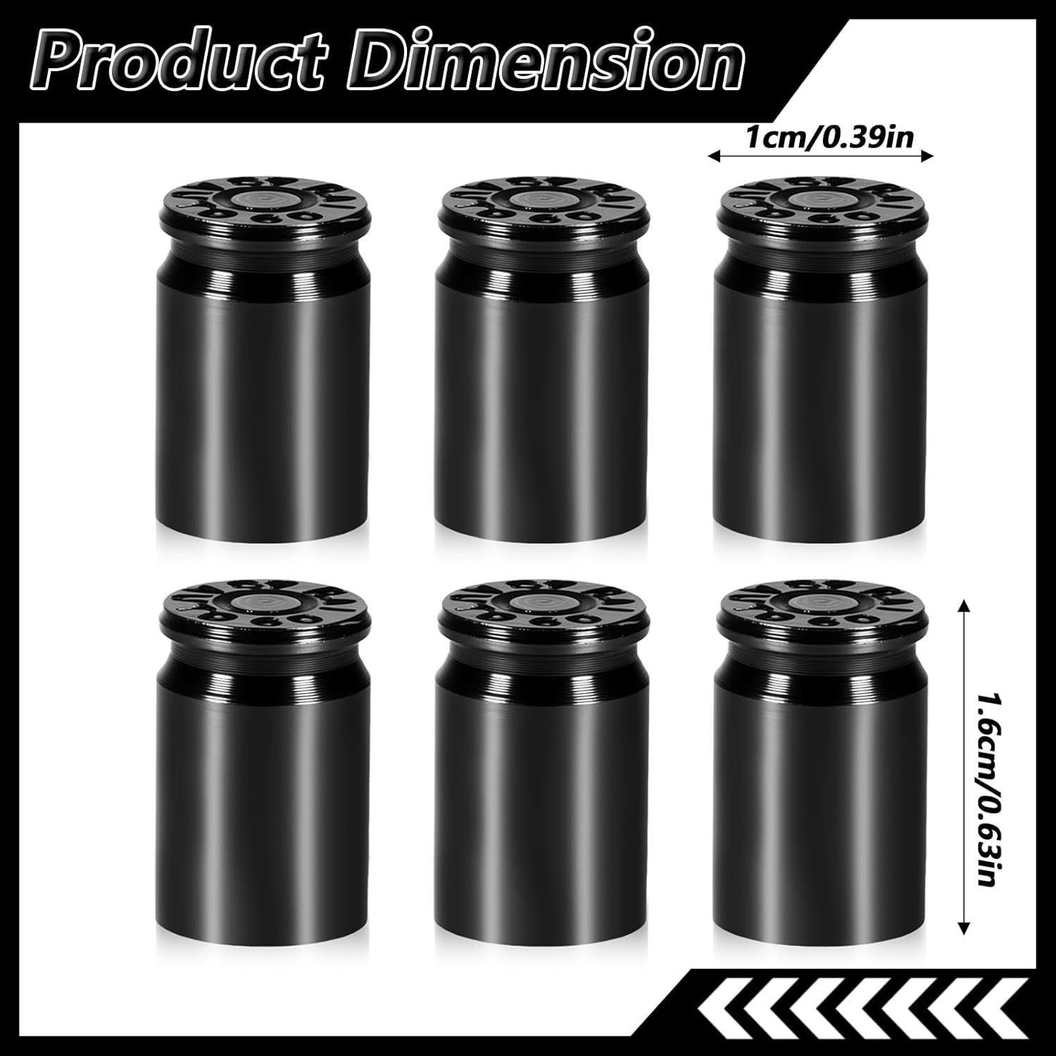 6 Pcs Bullet Tire Valve Stem Caps, Aluminum Alloy Car Tire Valve Caps, Universal Tire Air Cap for Cars, SUV, Trucks, Bikes, Motorcycles, Bicycles Black