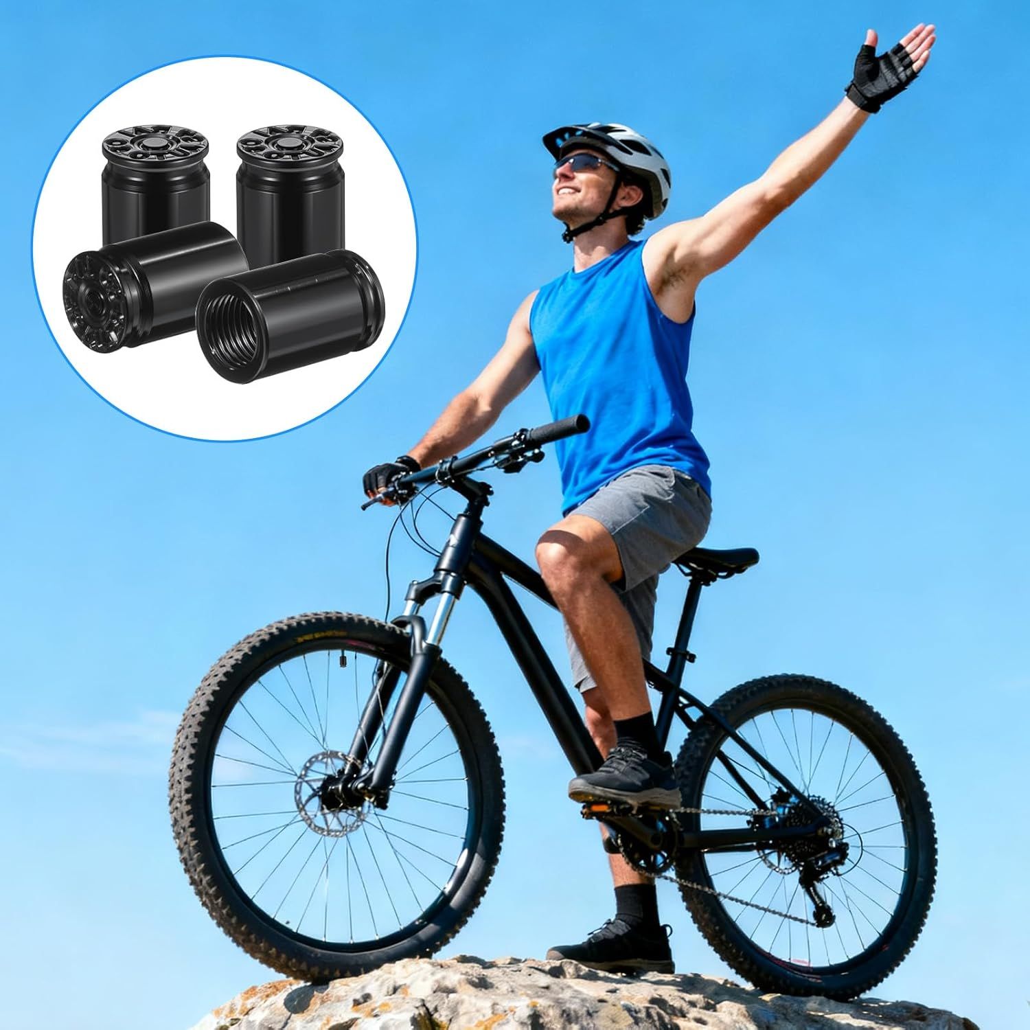 6 Pcs Bullet Tire Valve Stem Caps, Aluminum Alloy Car Tire Valve Caps, Universal Tire Air Cap for Cars, SUV, Trucks, Bikes, Motorcycles, Bicycles Black