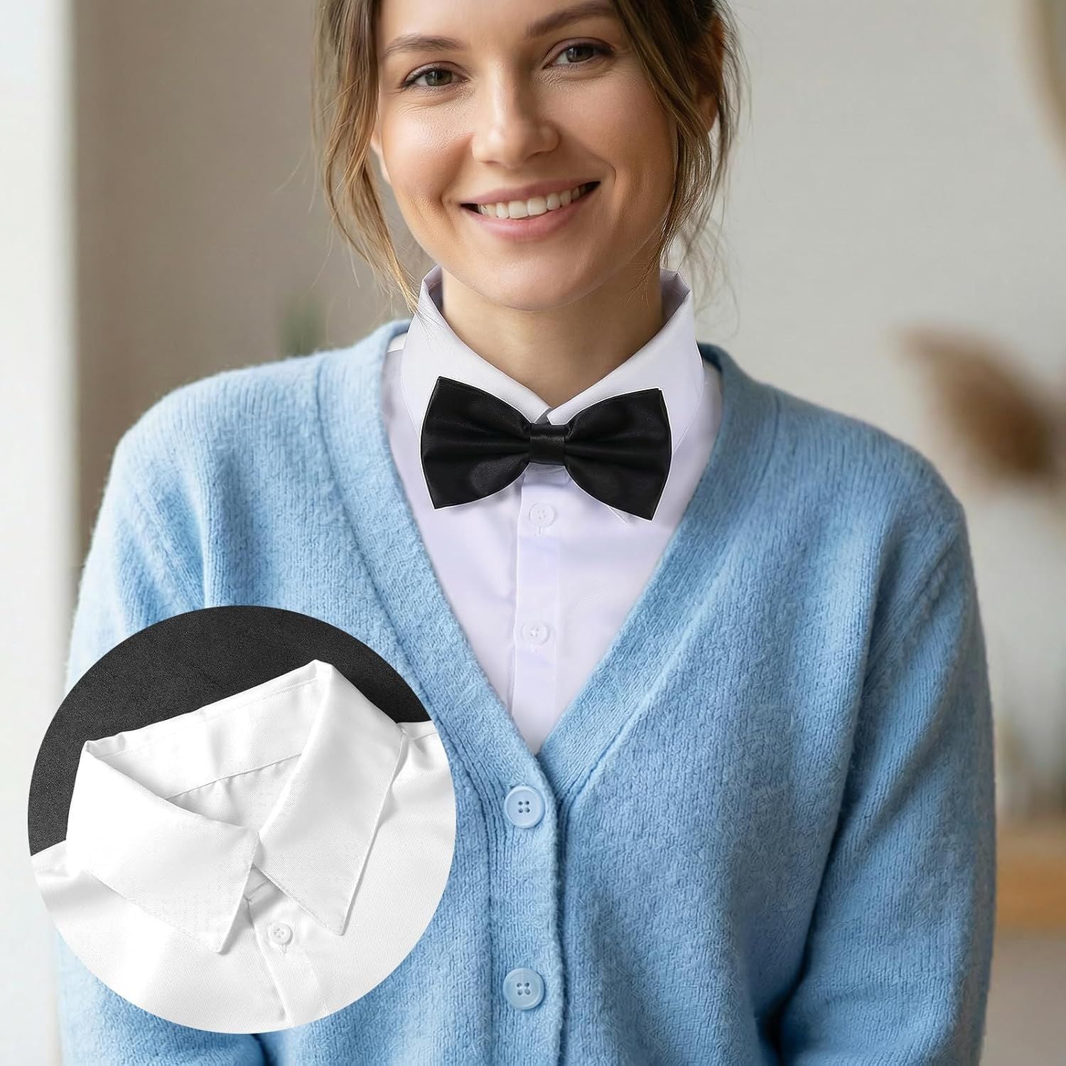 White Fake Collar for Women, Detachable Dickey Collar, Faux Collars Blouse Half Shirt Collars Tops for Daily Graduation Halloween Winter Christmas