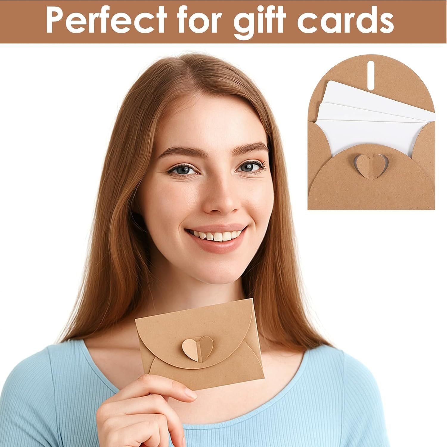 30 Pcs Mini Envelopes with Blank Cards, 4.02×2.76in Cute Envelopes with Heart Clasp, Paper Gift Card Holders, Tiny Envelope for Business Card, Weddings Favors, Greeting Cards
