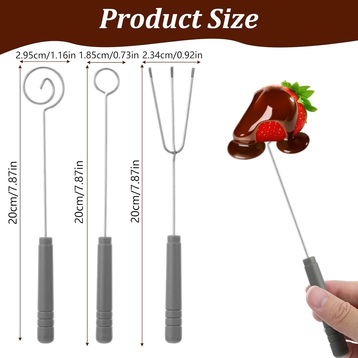 3PCS Chocolate Dipping Tools, Stainless Steel Candy Dipping Tools Set, Chocolate Dip Fork Baking Supplies, Cooking Supplie for Home Bakers Dishwasher Safe