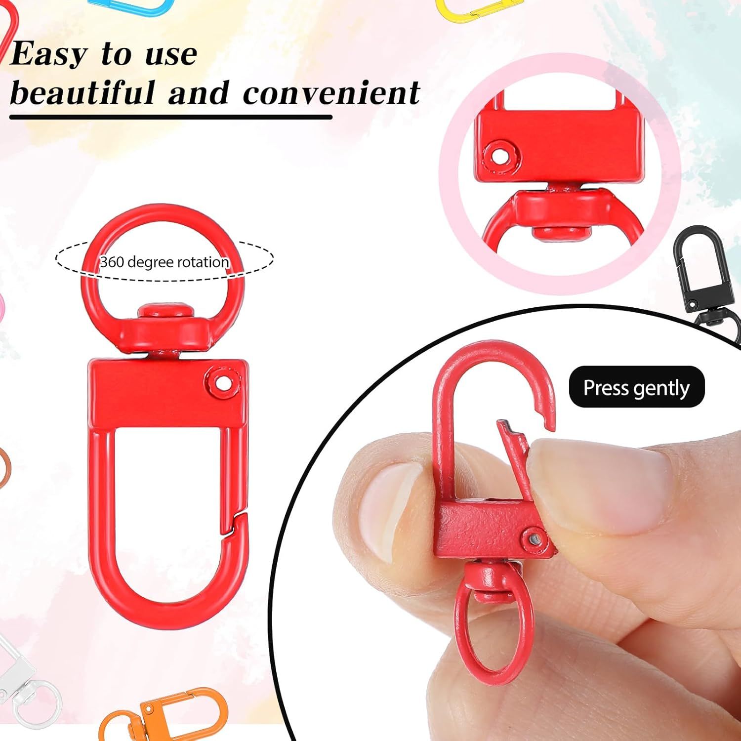 50 Pcs Colorful Keychain Clasp Metal Keychain Clips, Lanyard Swivel Snap Hooks, Heavy Duty Key Chain Hooks Small Lobster Claw Clasps for Jewelry Making, Backpack Charms, Zipper Pulls