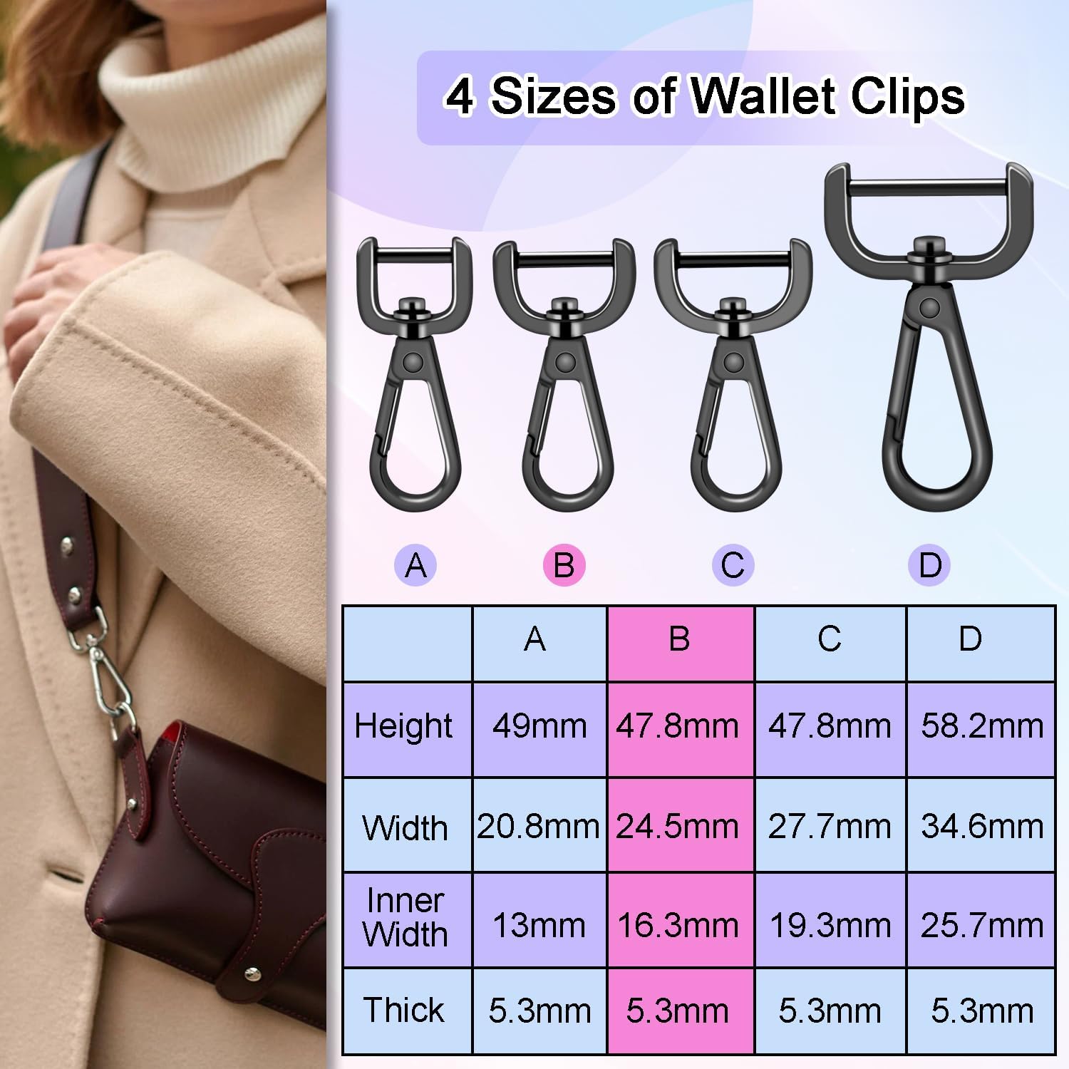 CooBigo 4Pack 5/8 Inch Detachable Snap Hook Swivel Clasp, Metal Swivel Lobster Claw Clasps for Paracord Lanyard, Purse Strap Clips Extender Hardware, Backpack Pendant, Pets Collar Accessory Black