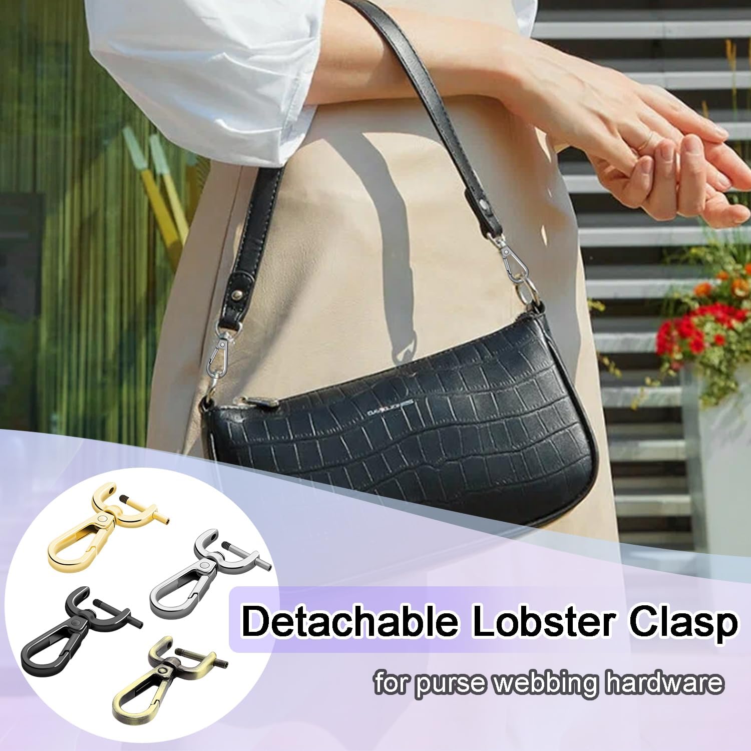 CooBigo 4Pack 5/8 Inch Detachable Snap Hook Swivel Clasp, Metal Swivel Lobster Claw Clasps for Paracord Lanyard, Purse Strap Clips Extender Hardware, Backpack Pendant, Pets Collar Accessory Black