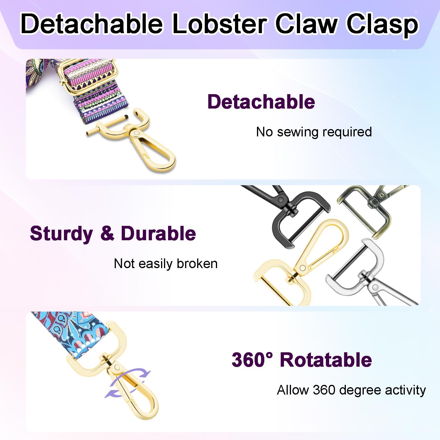 CooBigo 4Pack 5/8 Inch Detachable Snap Hook Swivel Clasp, Metal Swivel Lobster Claw Clasps for Paracord Lanyard, Purse Strap Clips Extender Hardware, Backpack Pendant, Pets Collar Accessory Black