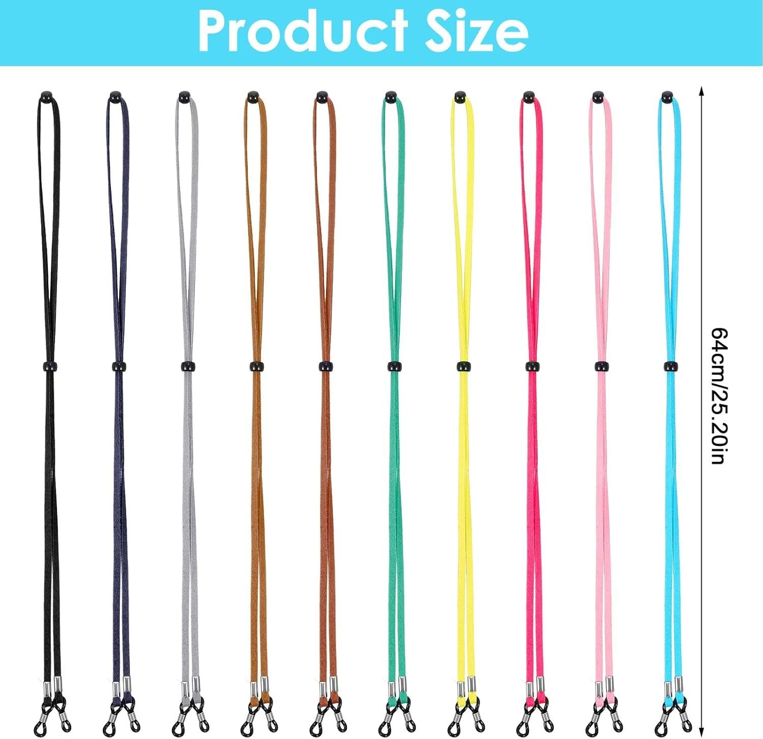 10 Pcs Adjustable Eye Glasses Holders Around Neck, Eyeglasses Straps, Sunglass Glasses Chain, Eyeglass Lanyard for Women Men & Kids Colorful