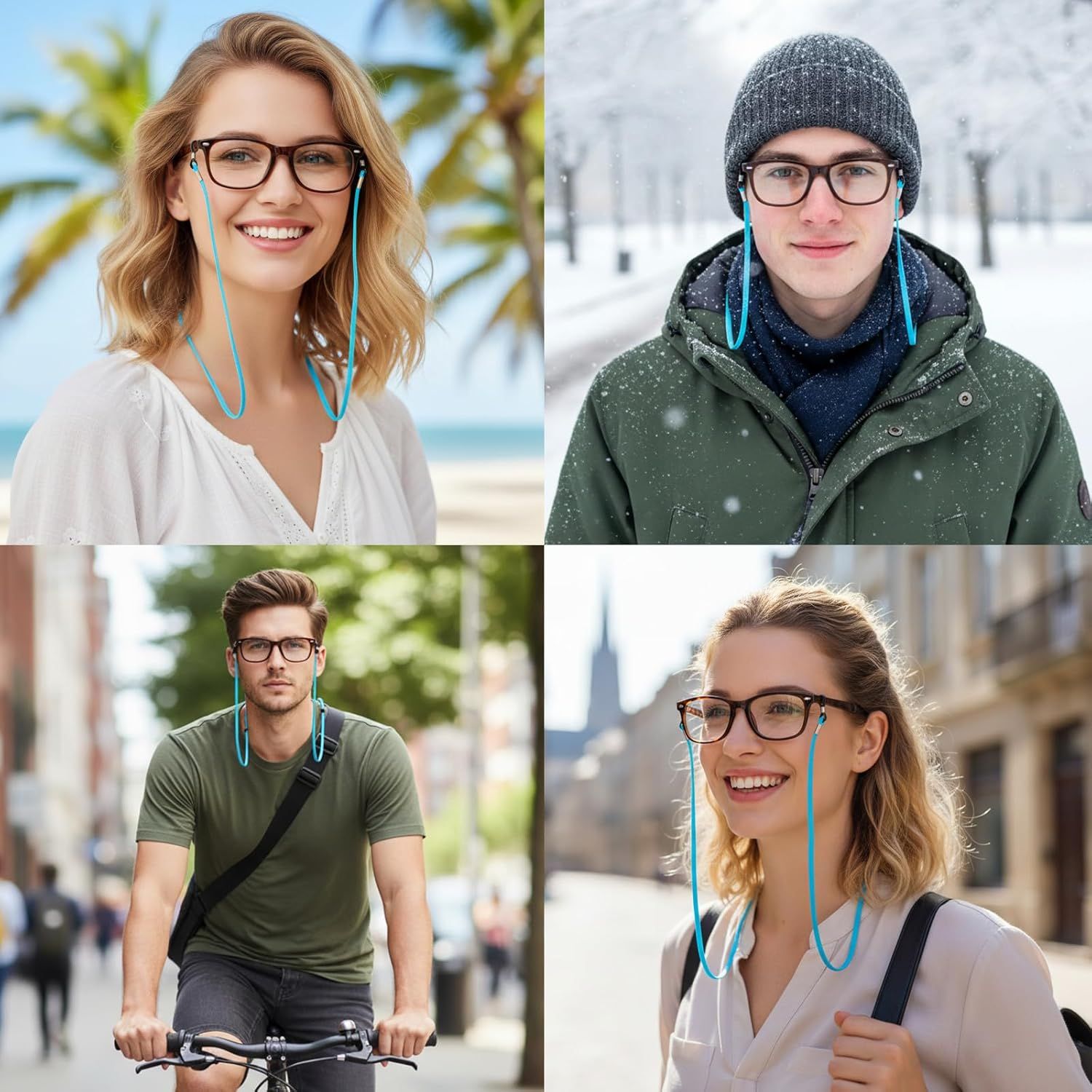 10 Pcs Adjustable Eye Glasses Holders Around Neck, Eyeglasses Straps, Sunglass Glasses Chain, Eyeglass Lanyard for Women Men & Kids Colorful
