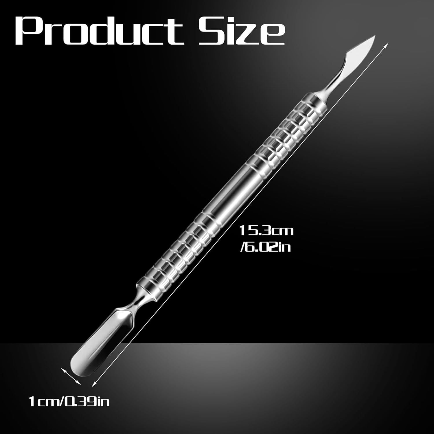 Dual Head Nail Cuticle Pusher Tool, Nail Scraper Stainless Steel Curved & Chisel Edge for Women Home Manicure Pedicure Tools Professional Tool for Cuticle Work Silver