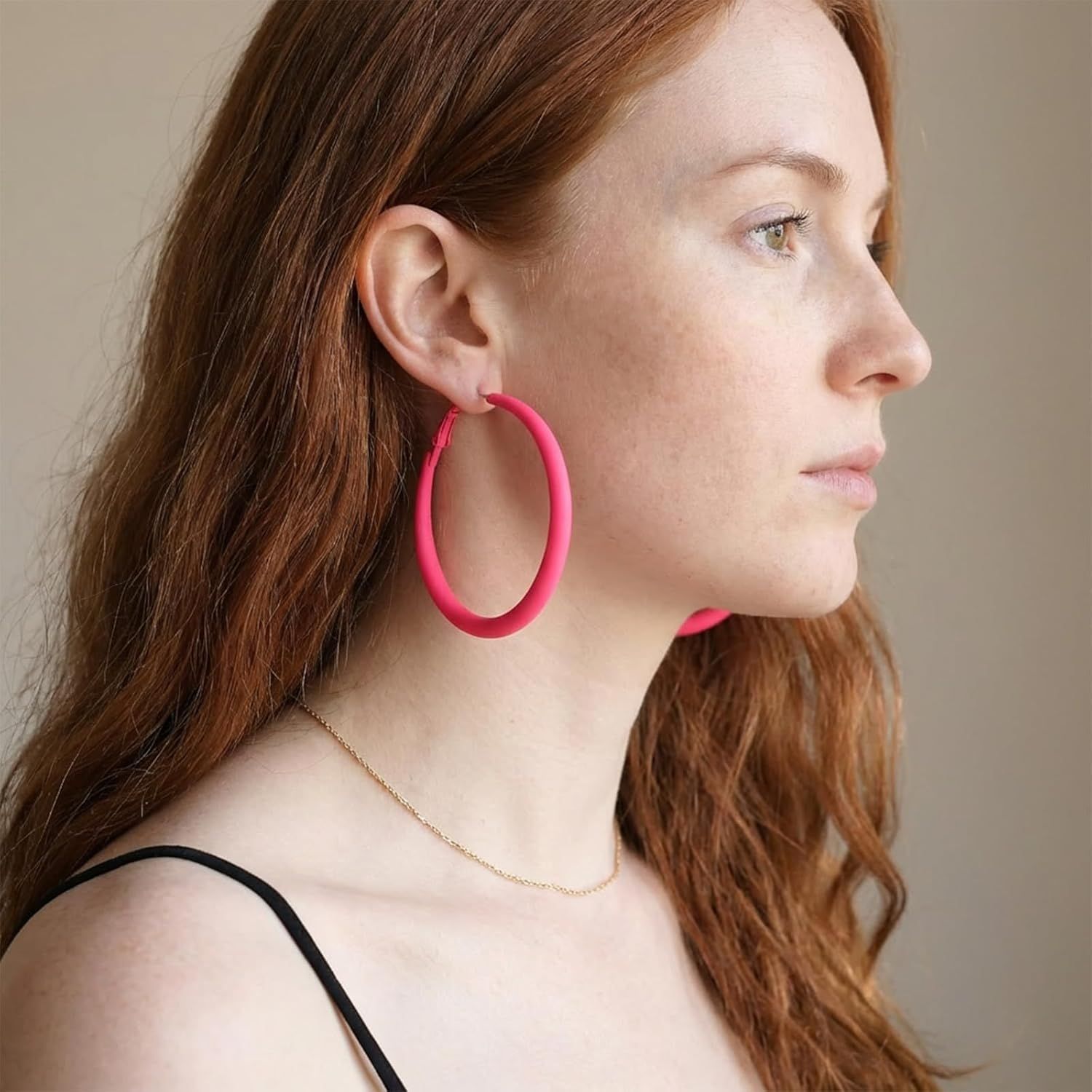 Neon Hoop Earrings for Women, 80s 90s Hoop Earring Big Earrings Retro Neon Earring for Party Outfits Y2k Jewelry Accessories Hot Pink