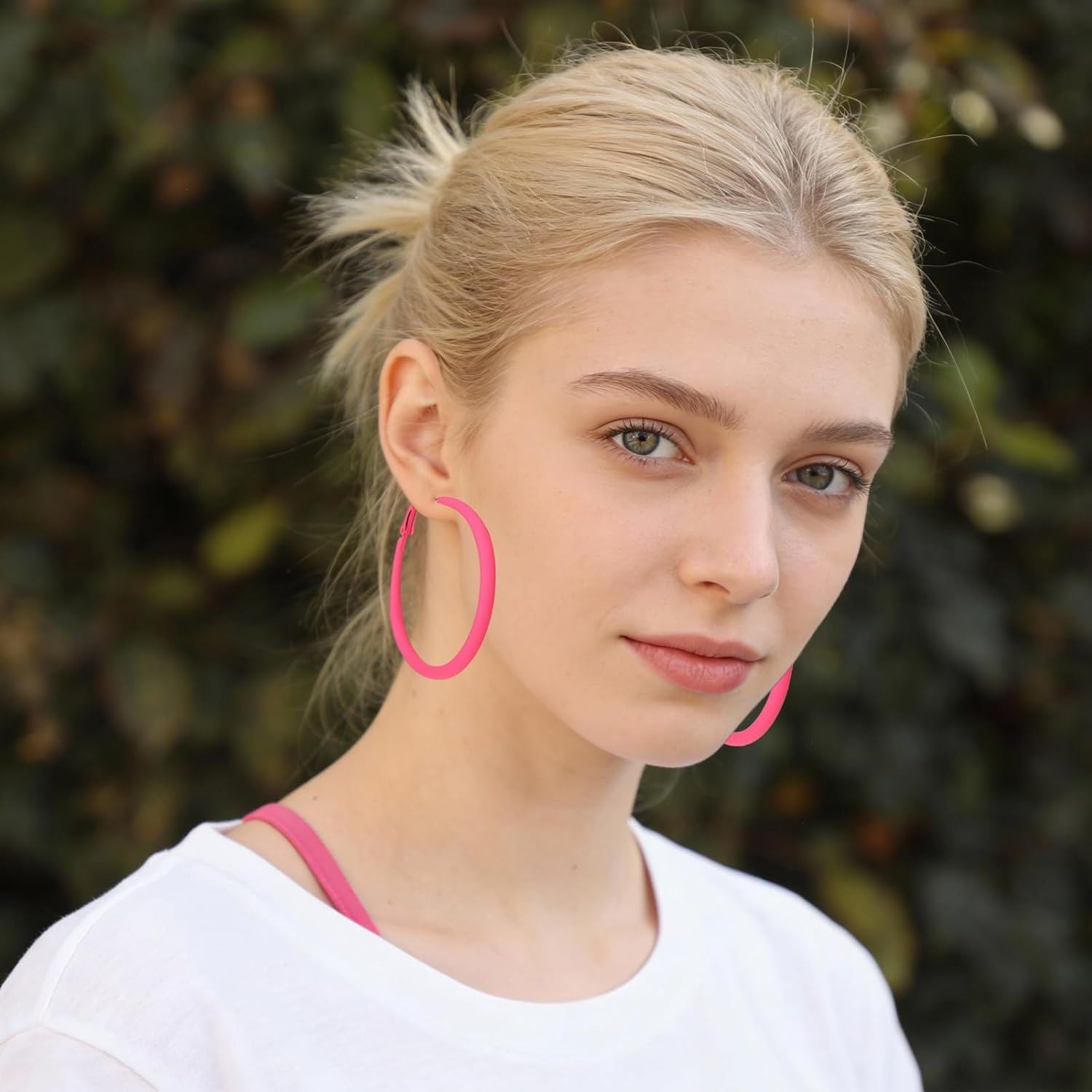 Neon Hoop Earrings for Women, 80s 90s Hoop Earring Big Earrings Retro Neon Earring for Party Outfits Y2k Jewelry Accessories Hot Pink