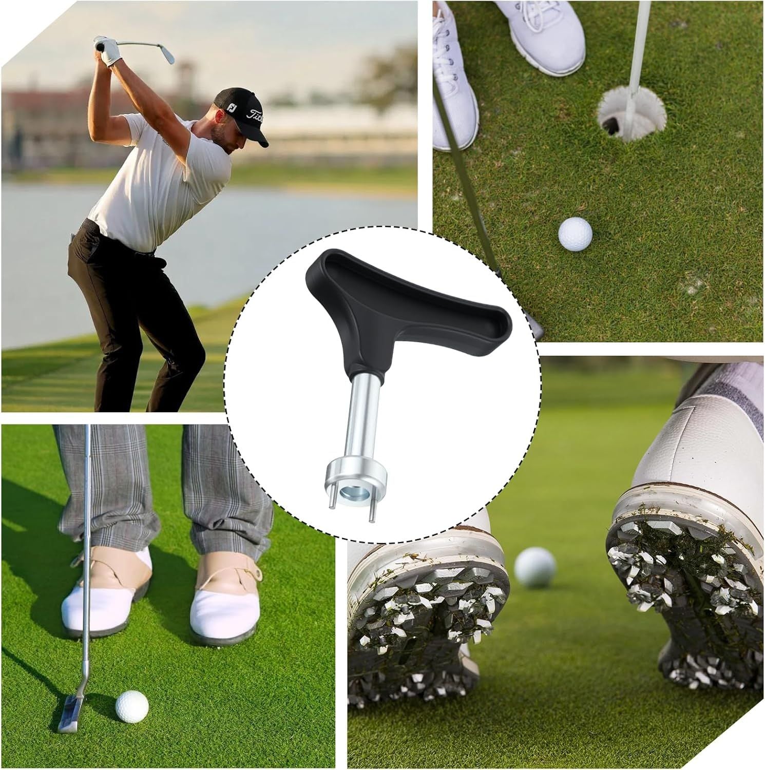 2 Pcs Golf Spike Removal Tool, Stainless Steel Golf Shoe Spikes Wrench, Multifunction Golf Wrench, Adjustment Cleat Key Remover for Spike Shoes Universal, Black