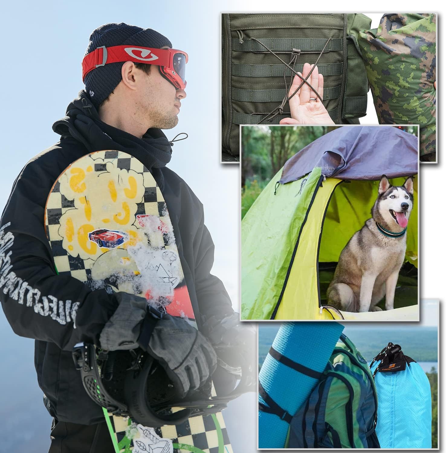 CooBigo Plastic Cord Locks for Paracord Drawstring Clip, Spring Toggle Cord Stopper Sweatpant Hat Gloves Hoodie String Lock
