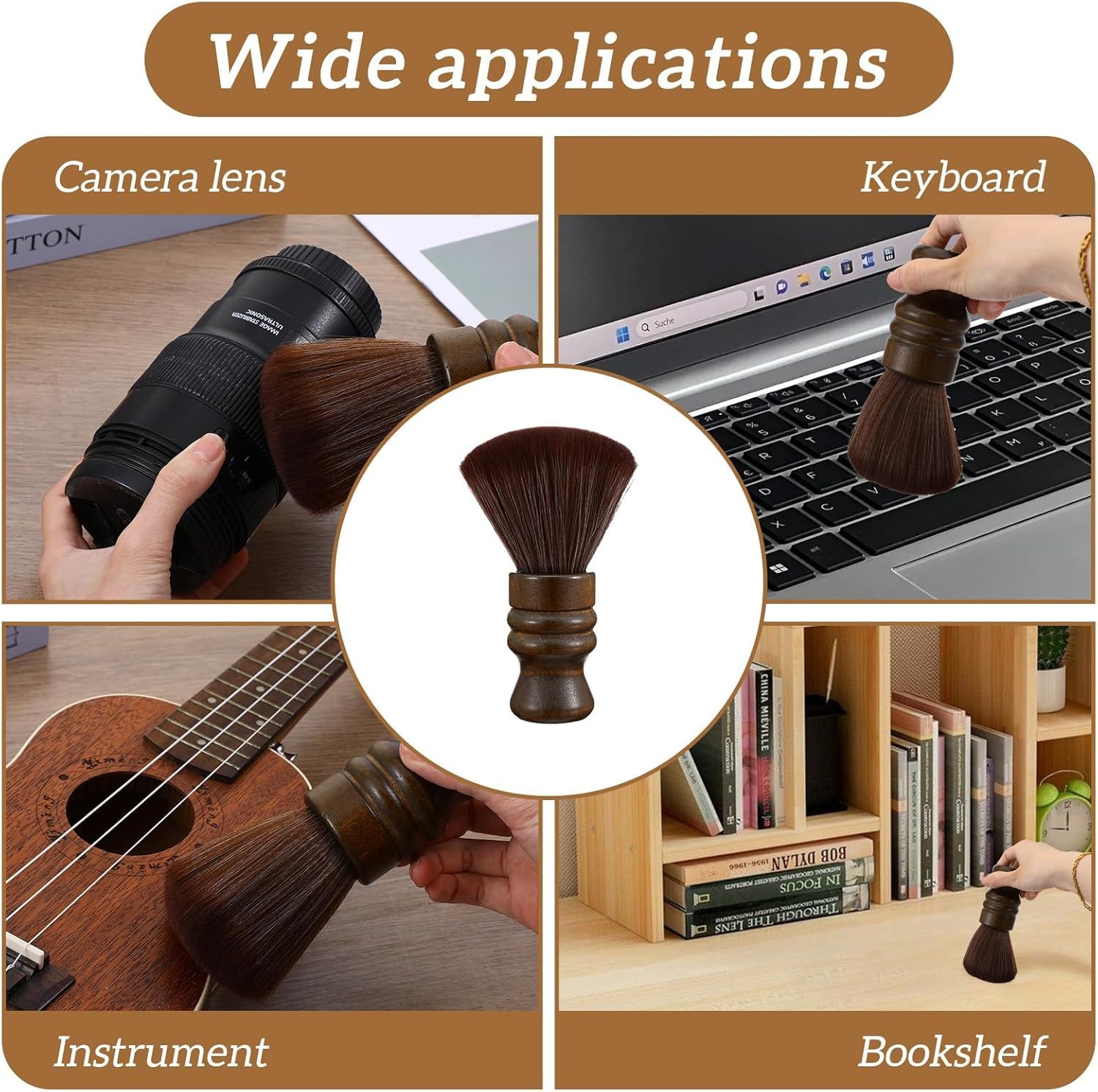 Vinyl Record Cleaning Brush, Vinyl Record Brush with Fine Fiber Bristles, Anti-Static Soft Record Brush, Wood Record Cleaner Accessories for Vinyl Cd Album Care