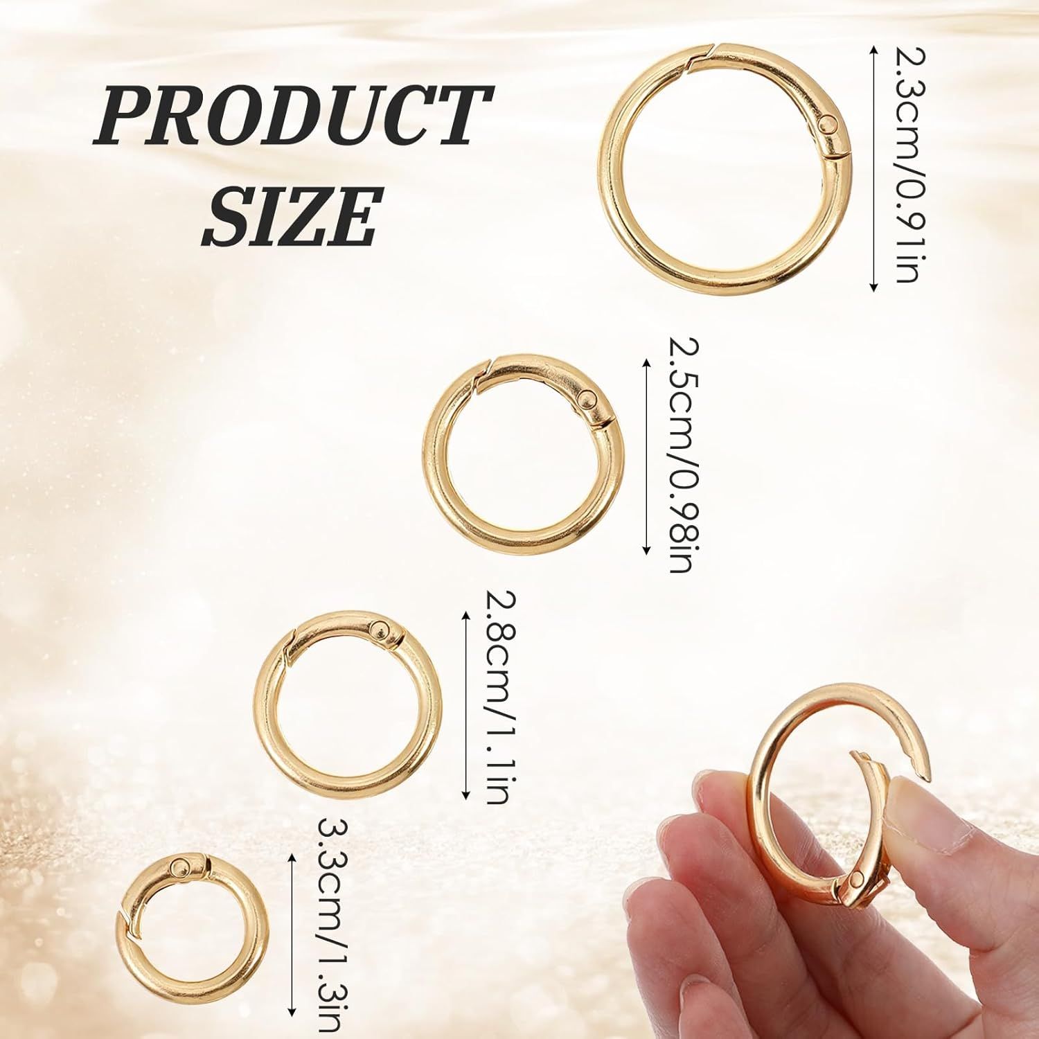 16 Pcs Spring O Ring Clips, Metal Key Ring Clips, Round Carabiner Clip, Small Keychain Clip for Keys, Buckle, Handbag, Bag Purse, Mini Keyring, Replacement Paracord Keychain Gold, Silver