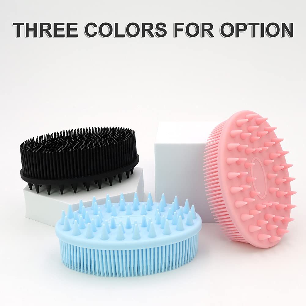 Upgrade 2 in 1 Bath and Shampoo Body Brush, Silicone Exfoliating Body Scrubber for Use in Shower, Premium Silicone Loofah, Head Scrubber, Scalp Massager, Easy to Clean 1PC Pink